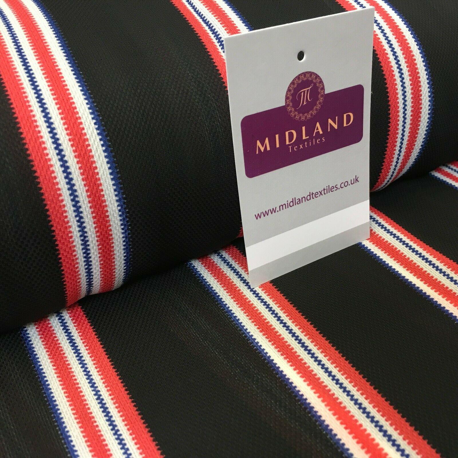 Black & Coral Stripped soft Georgette twist voile Dress Fabric 147cm MK1185-8