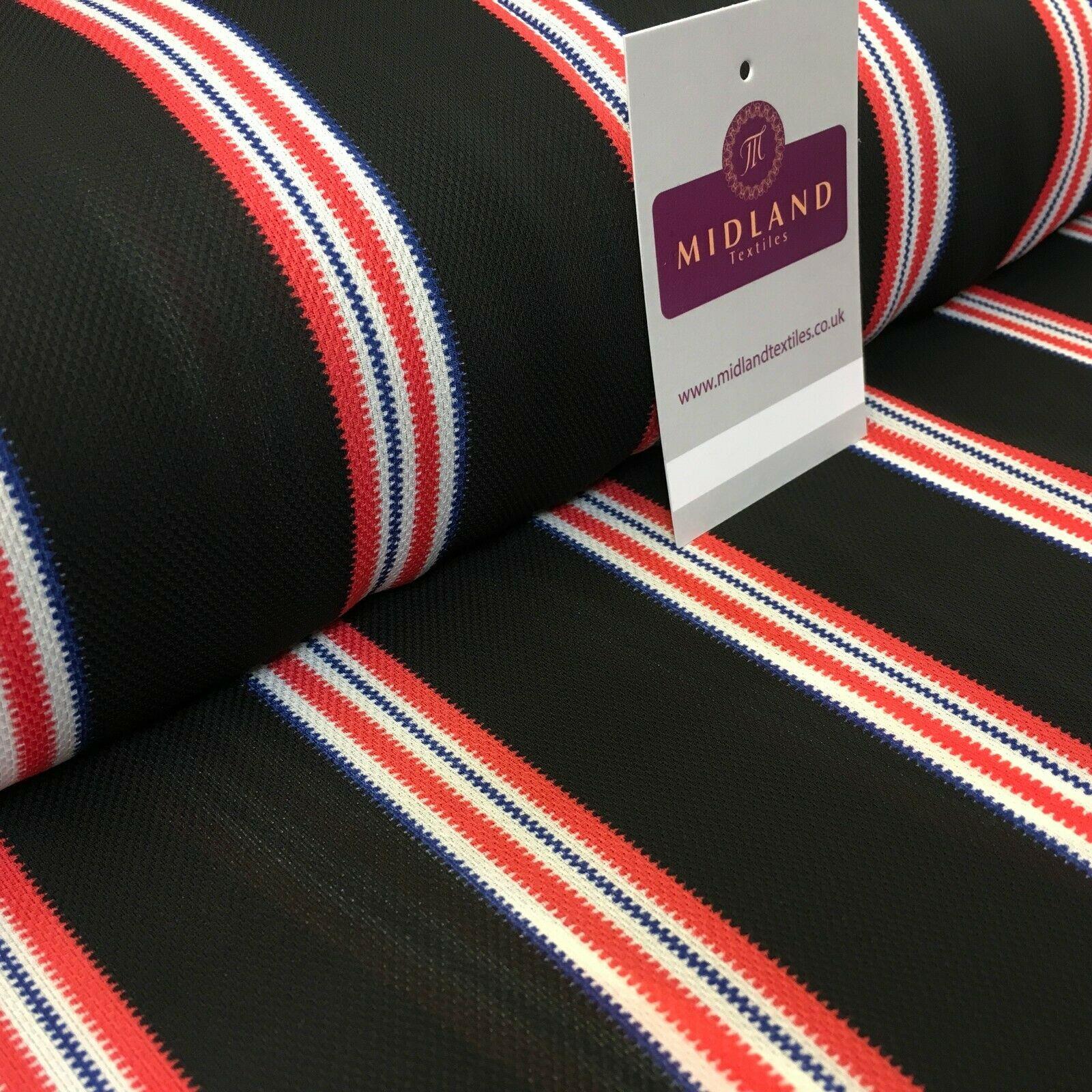 Black & Coral Stripped soft Georgette twist voile Dress Fabric 147cm MK1185-8