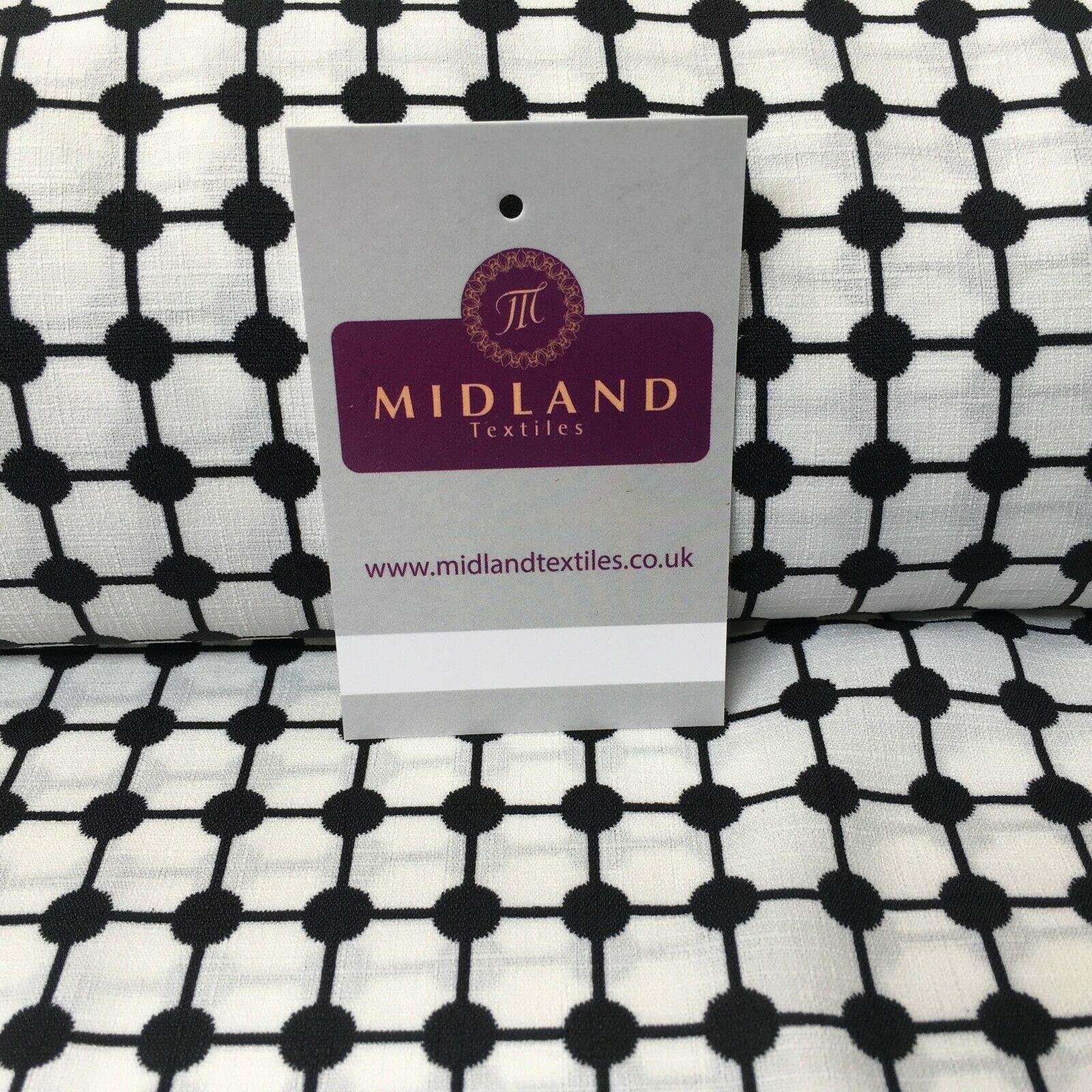 Black Dot Box Linen Effect Georgette Crepe Dress Fabric 147cm Wide MK1184-7