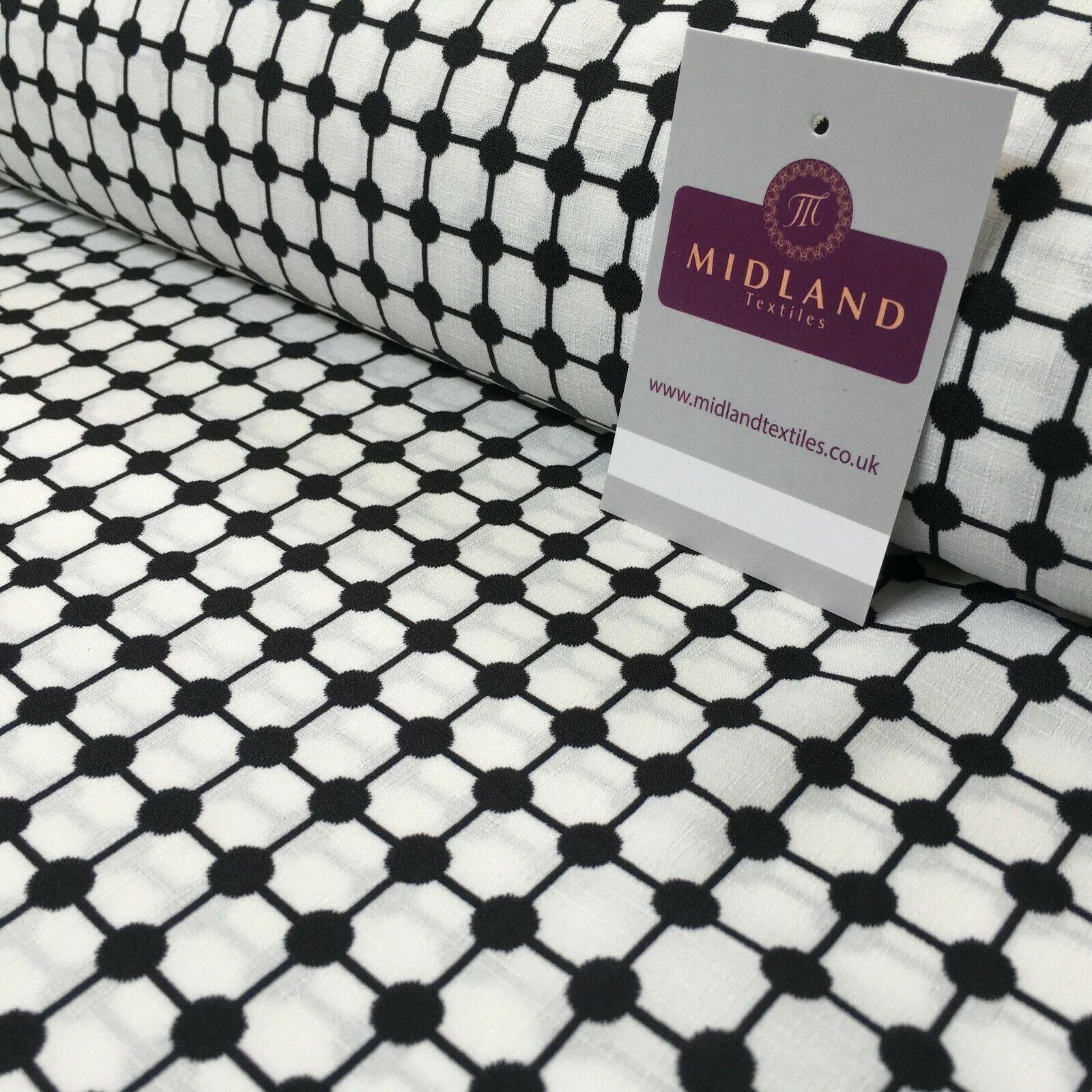 Black Dot Box Linen Effect Georgette Crepe Dress Fabric 147cm Wide MK1184-7