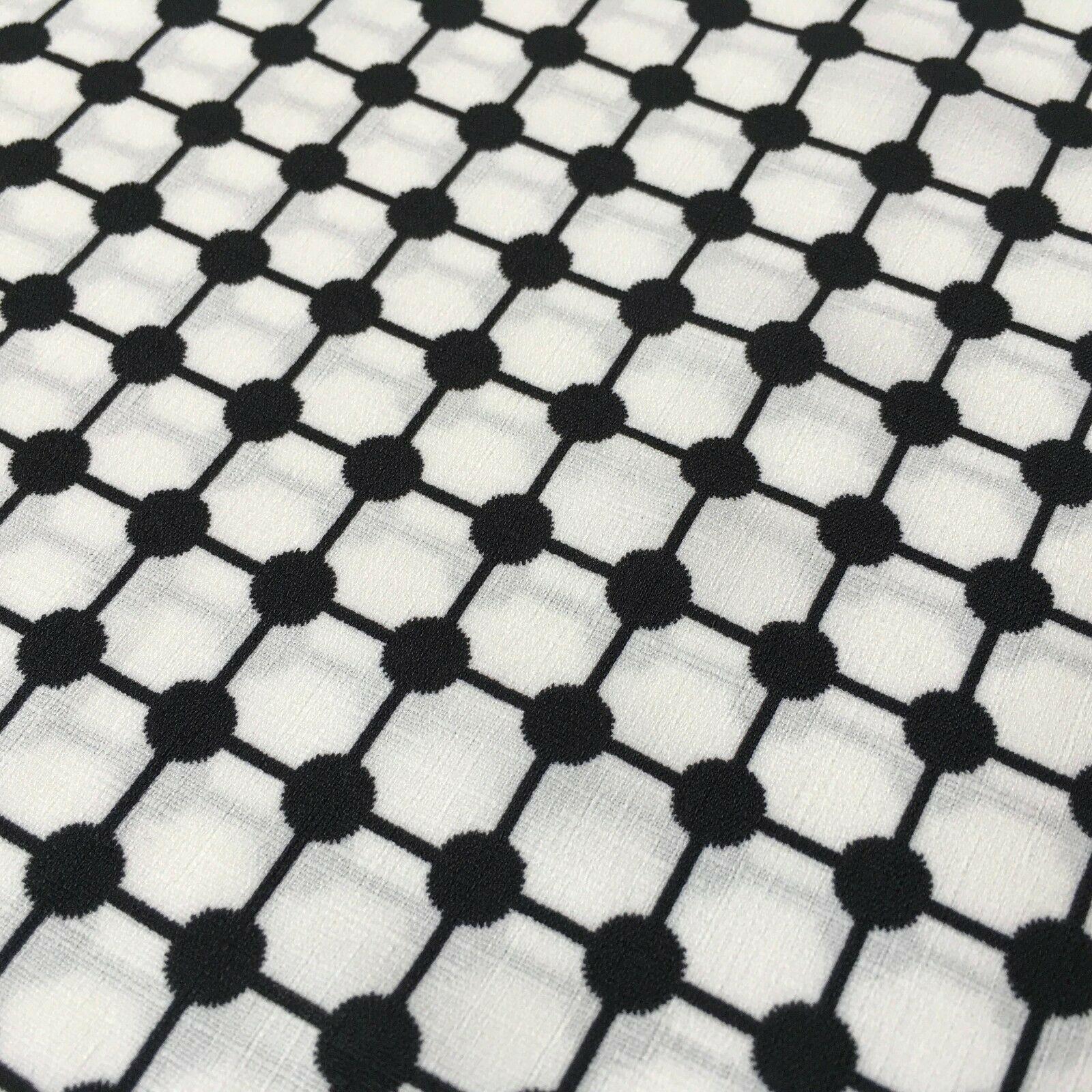 Black Dot Box Linen Effect Georgette Crepe Dress Fabric 147cm Wide MK1184-7