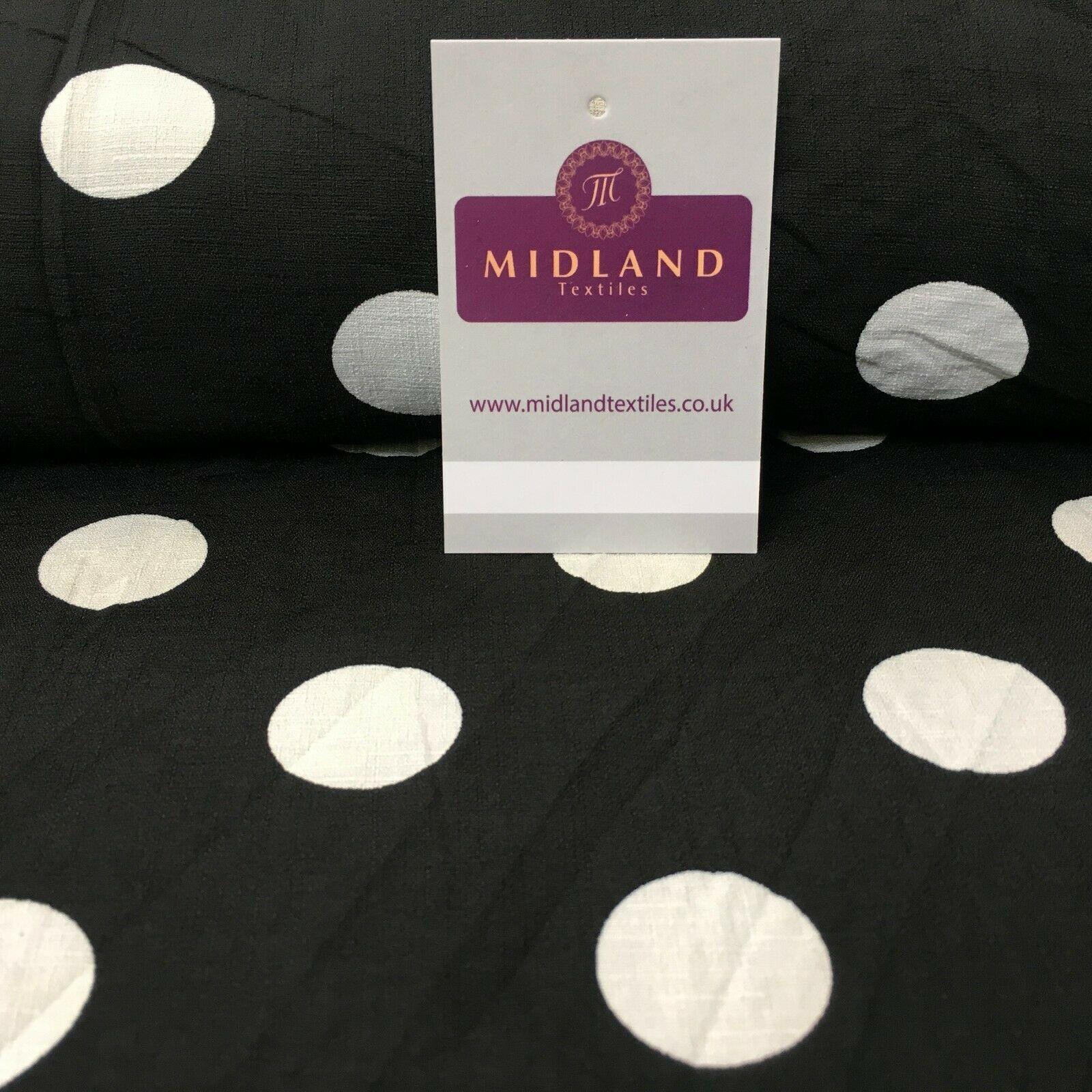 Black Ivory Spot Dot Linen Effect Georgette Crepe Dress Fabric 147cm MK1184-14
