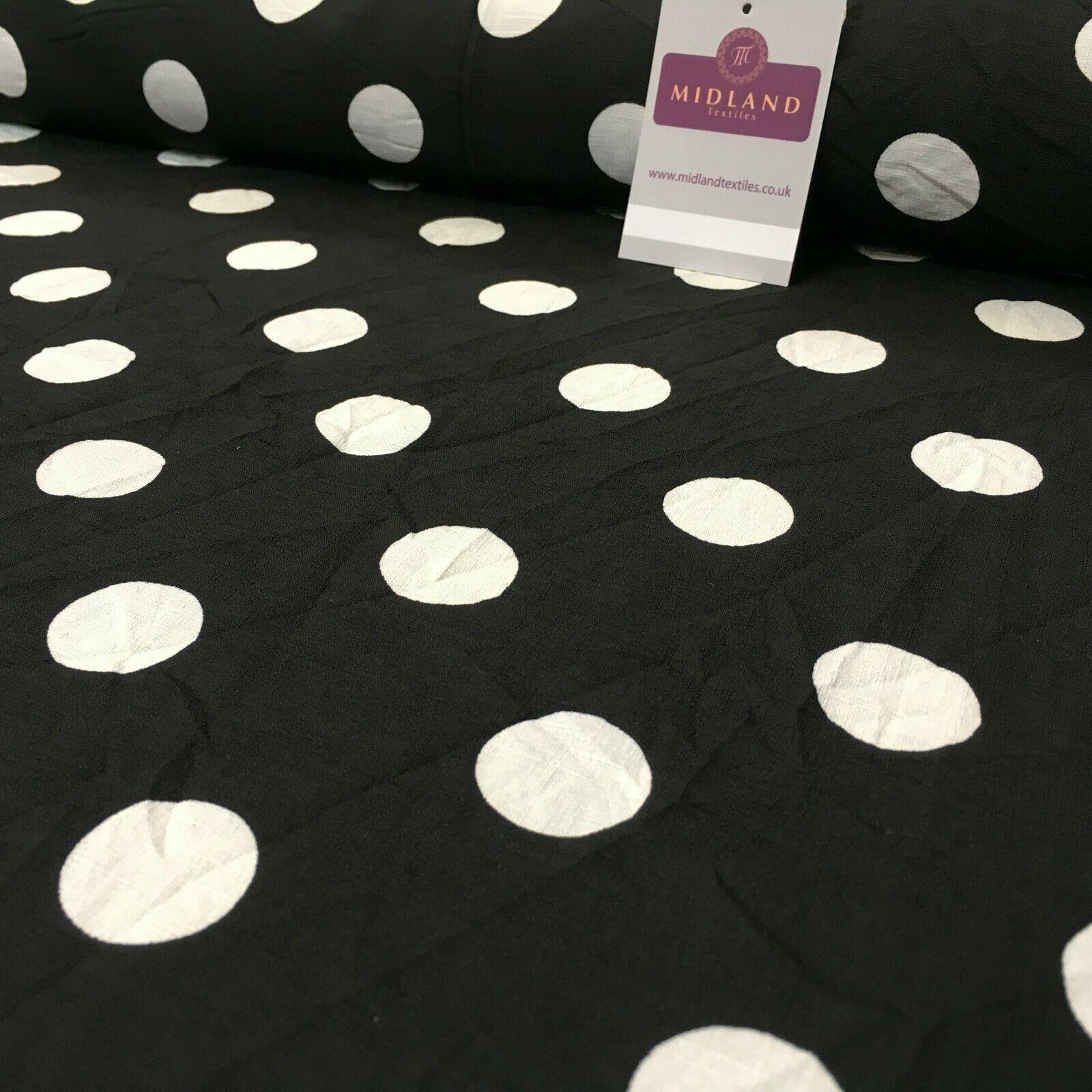 Black Ivory Spot Dot Linen Effect Georgette Crepe Dress Fabric 147cm MK1184-14