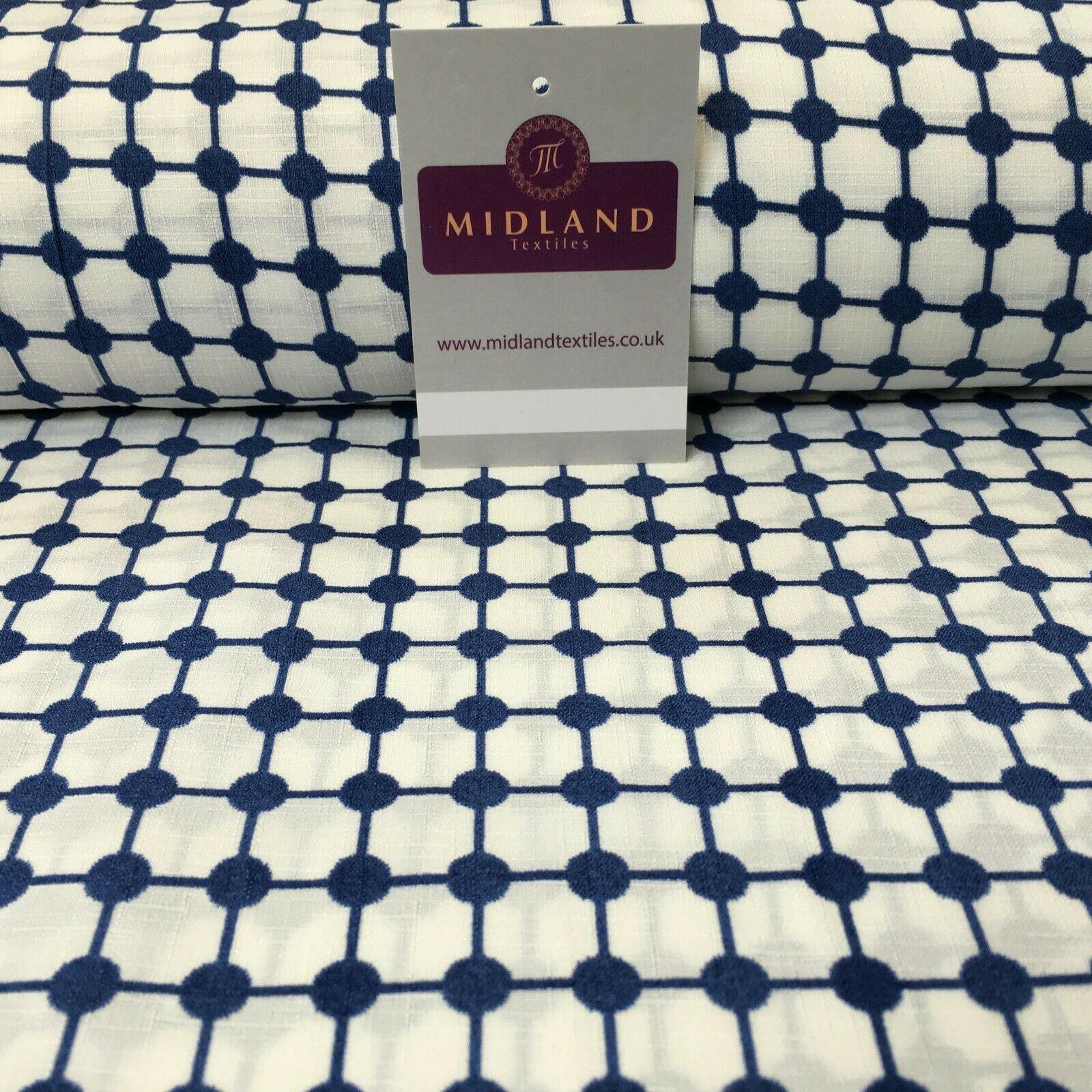 Blue Dot Box Linen Effect Georgette Crepe Dress Fabric 147cm Wide MK1184-5