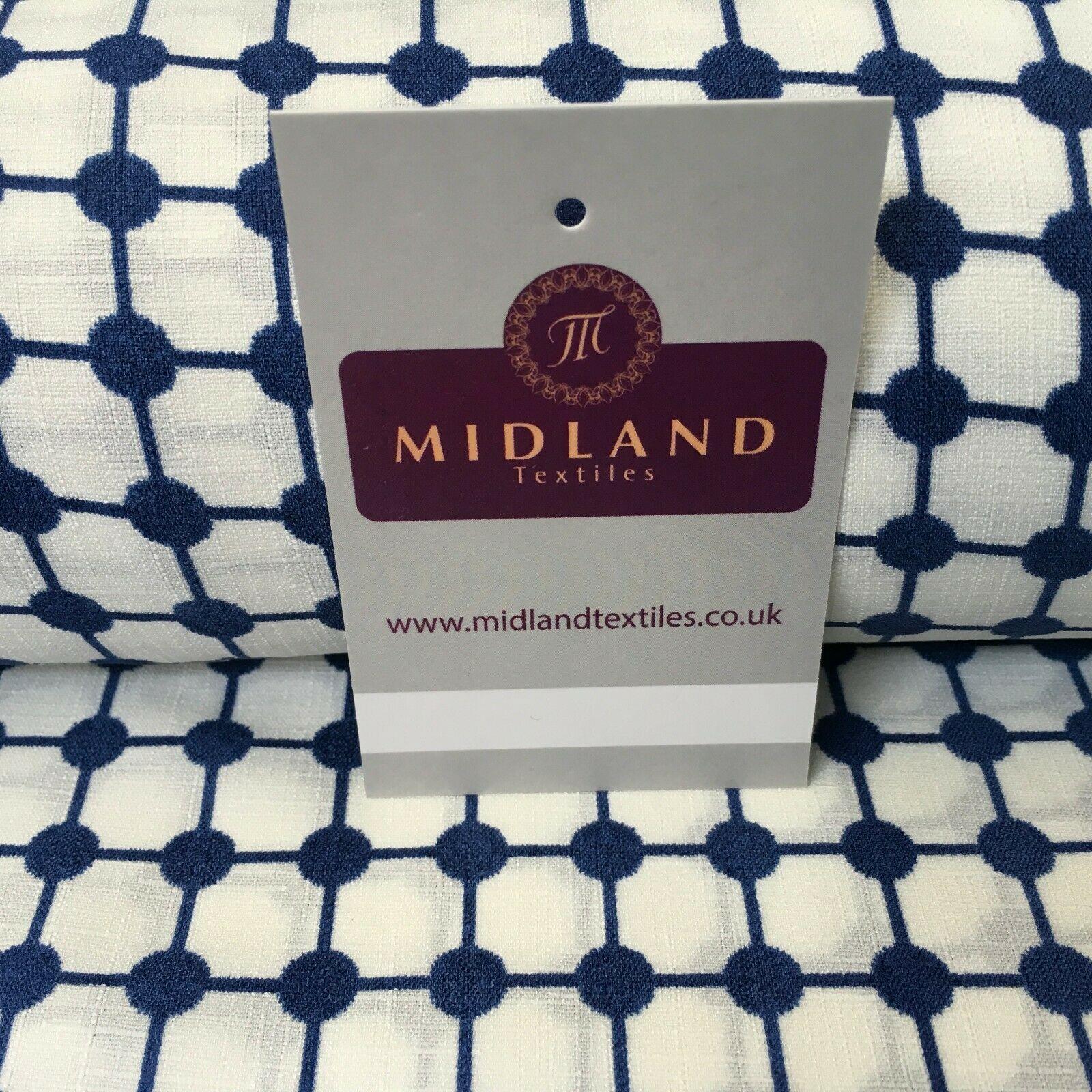 Blue Dot Box Linen Effect Georgette Crepe Dress Fabric 147cm Wide MK1184-5