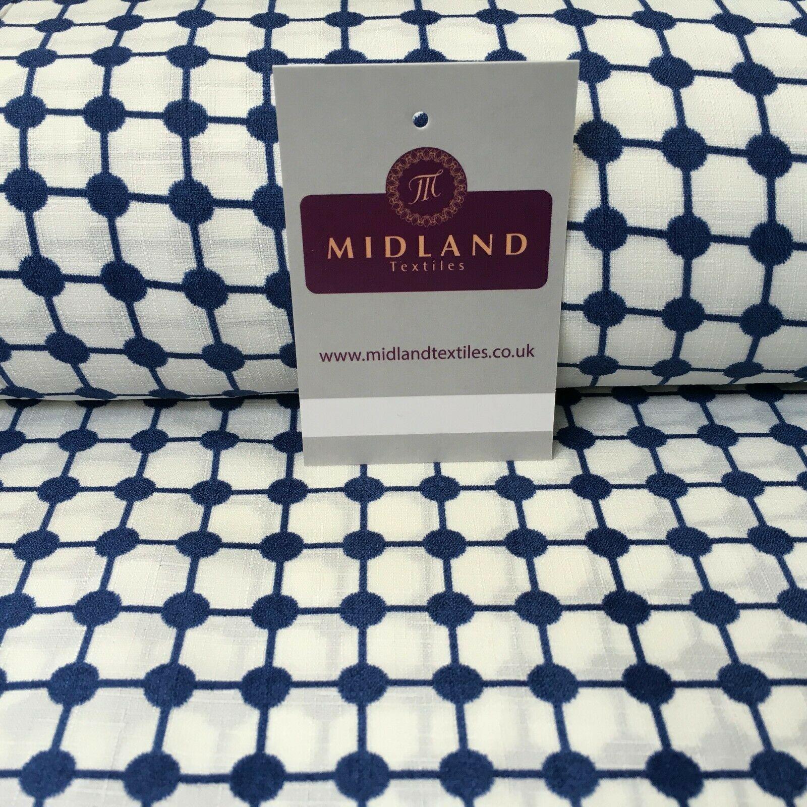 Blue Dot Box Linen Effect Georgette Crepe Dress Fabric 147cm Wide MK1184-5