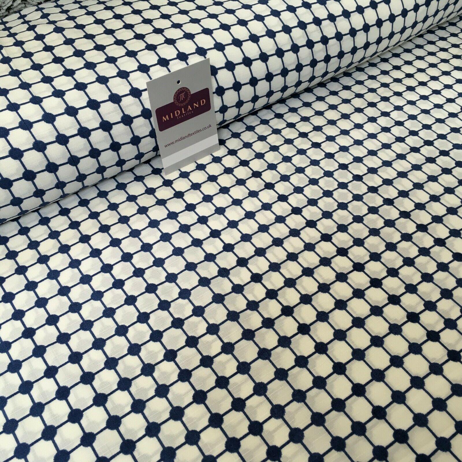 Blue Dot Box Linen Effect Georgette Crepe Dress Fabric 147cm Wide MK1184-5