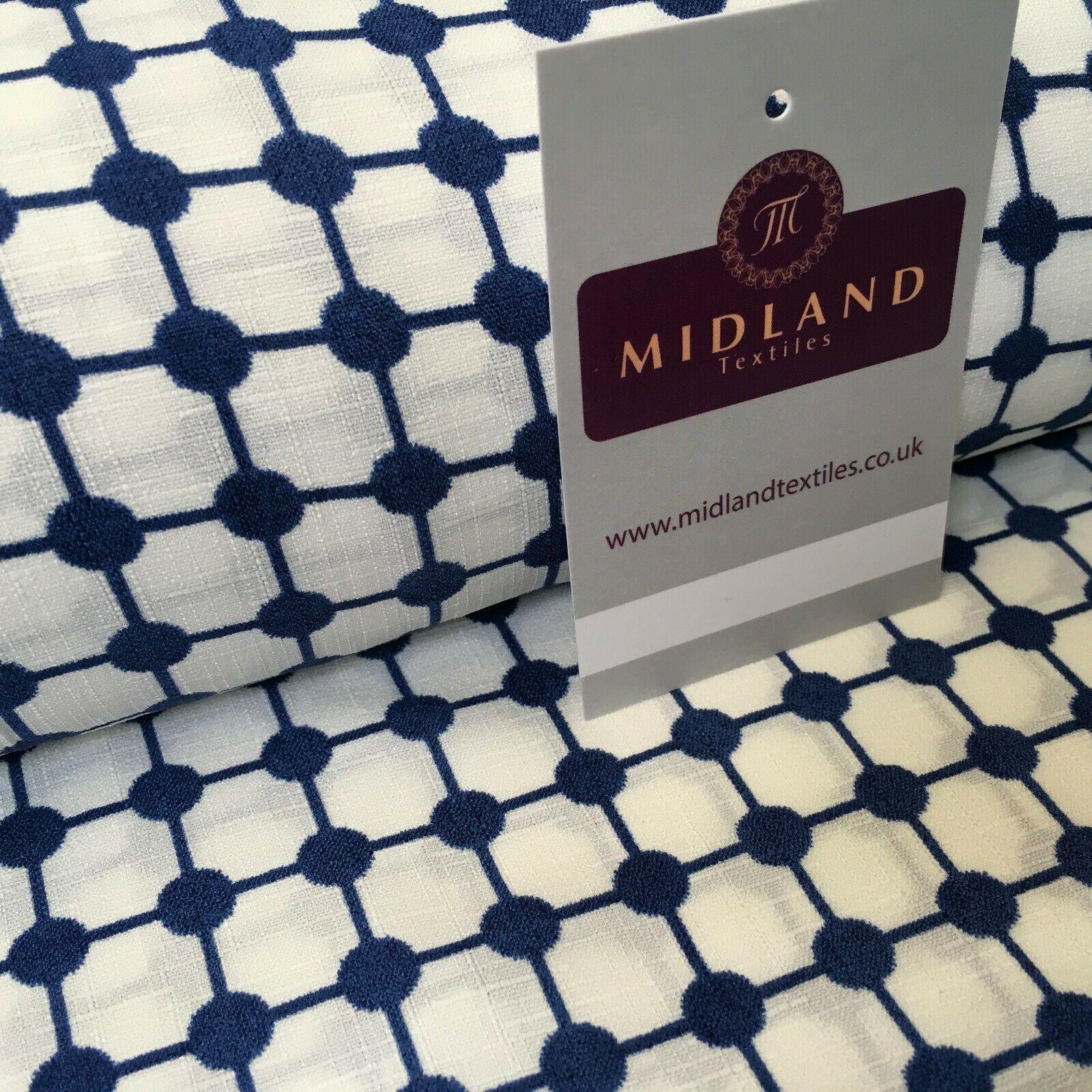 Blue Dot Box Linen Effect Georgette Crepe Dress Fabric 147cm Wide MK1184-5