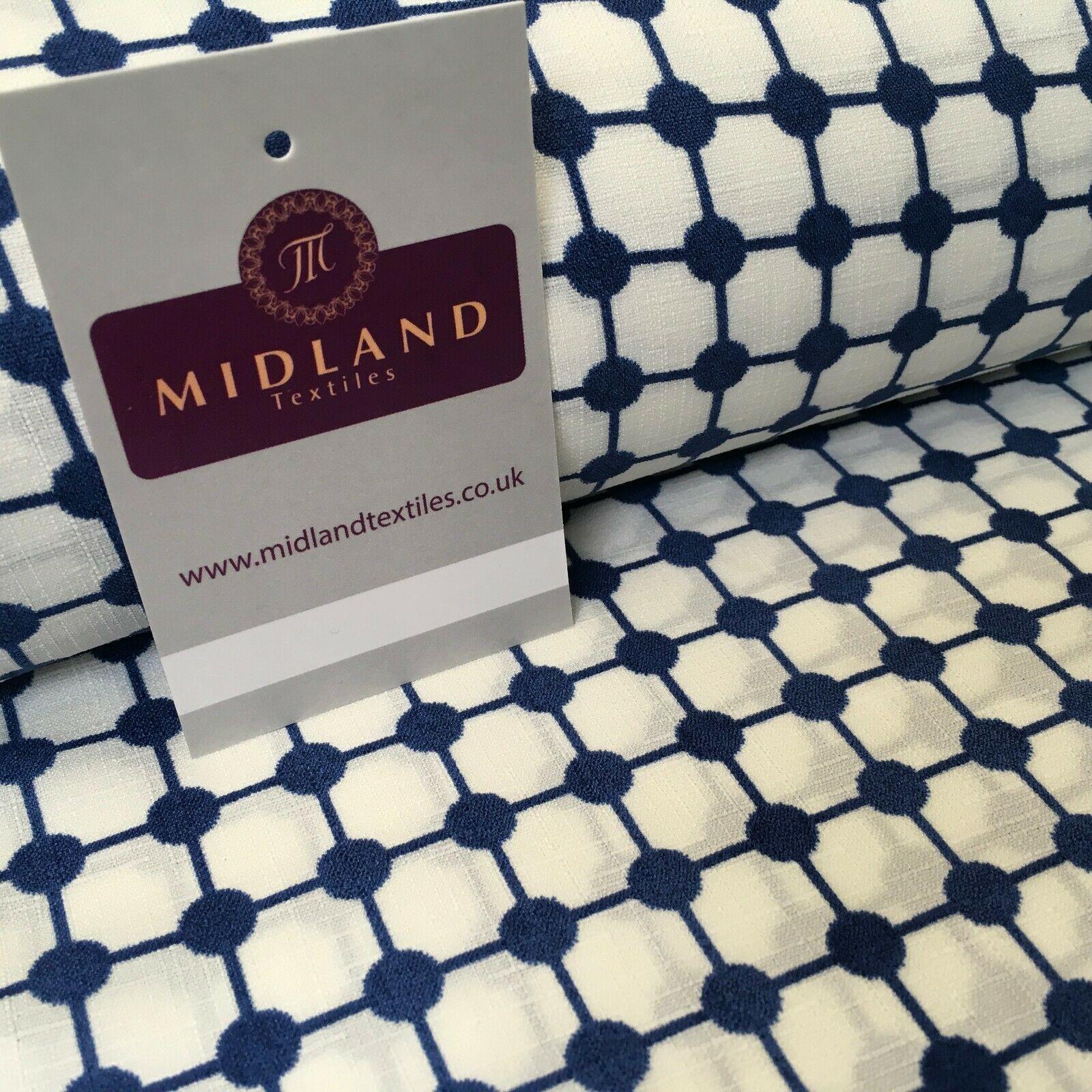 Blue Dot Box Linen Effect Georgette Crepe Dress Fabric 147cm Wide MK1184-5