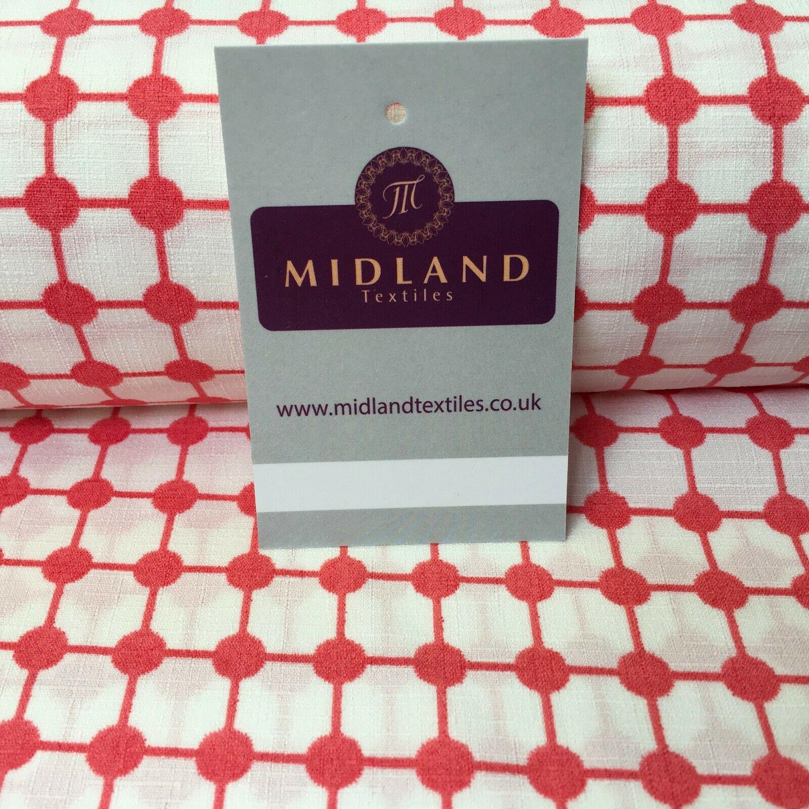 Coral & White Box Linen Effect Georgette Crepe Dress Fabric 147cm Wide MK1184-3