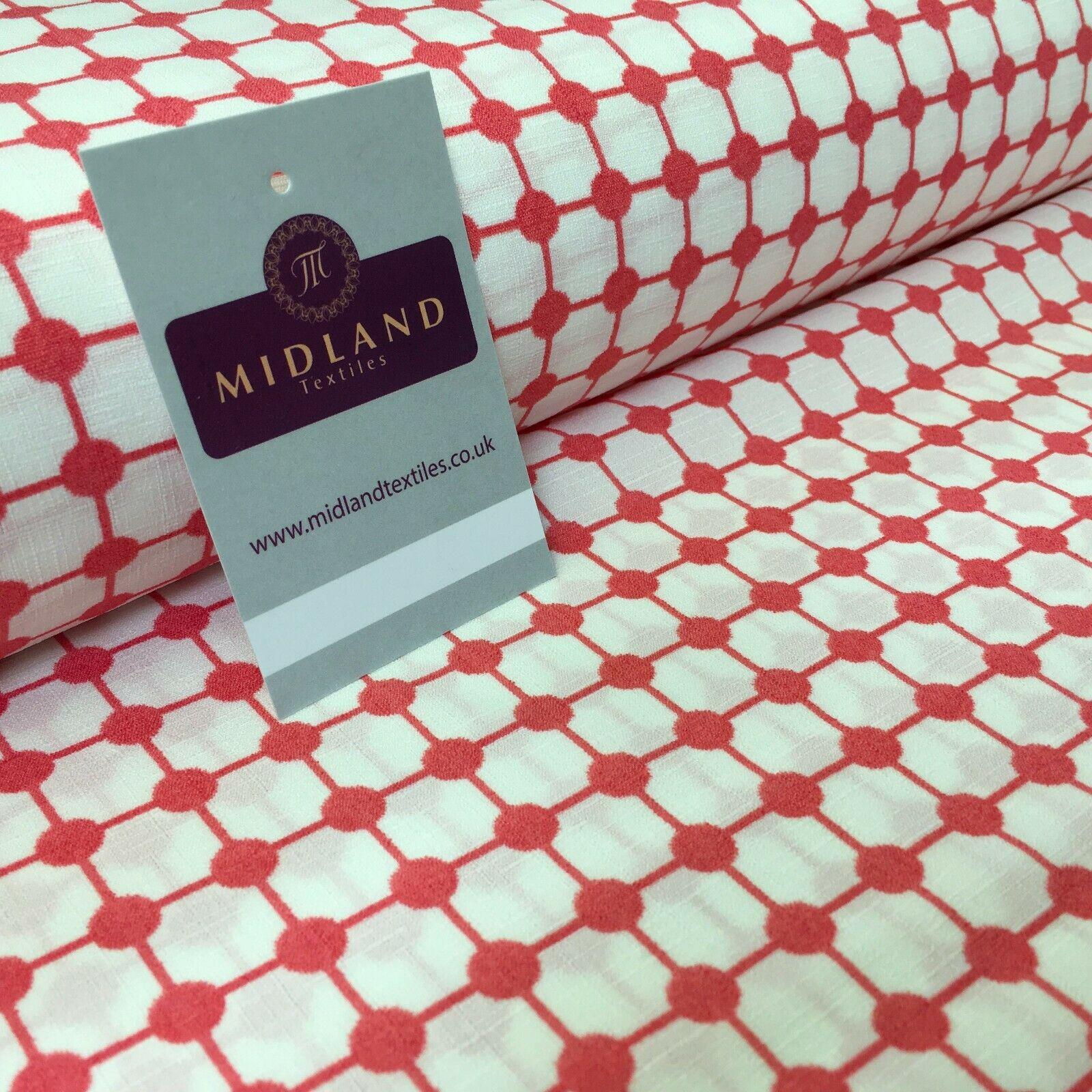 Coral & White Box Linen Effect Georgette Crepe Dress Fabric 147cm Wide MK1184-3