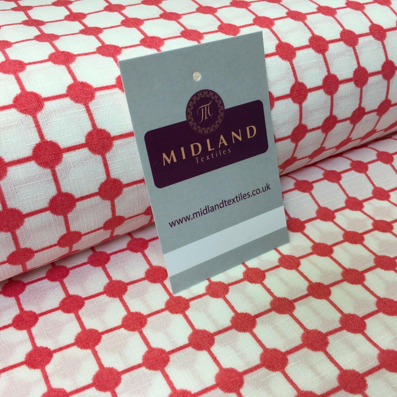 Coral & White Box Linen Effect Georgette Crepe Dress Fabric 147cm Wide MK1184-3