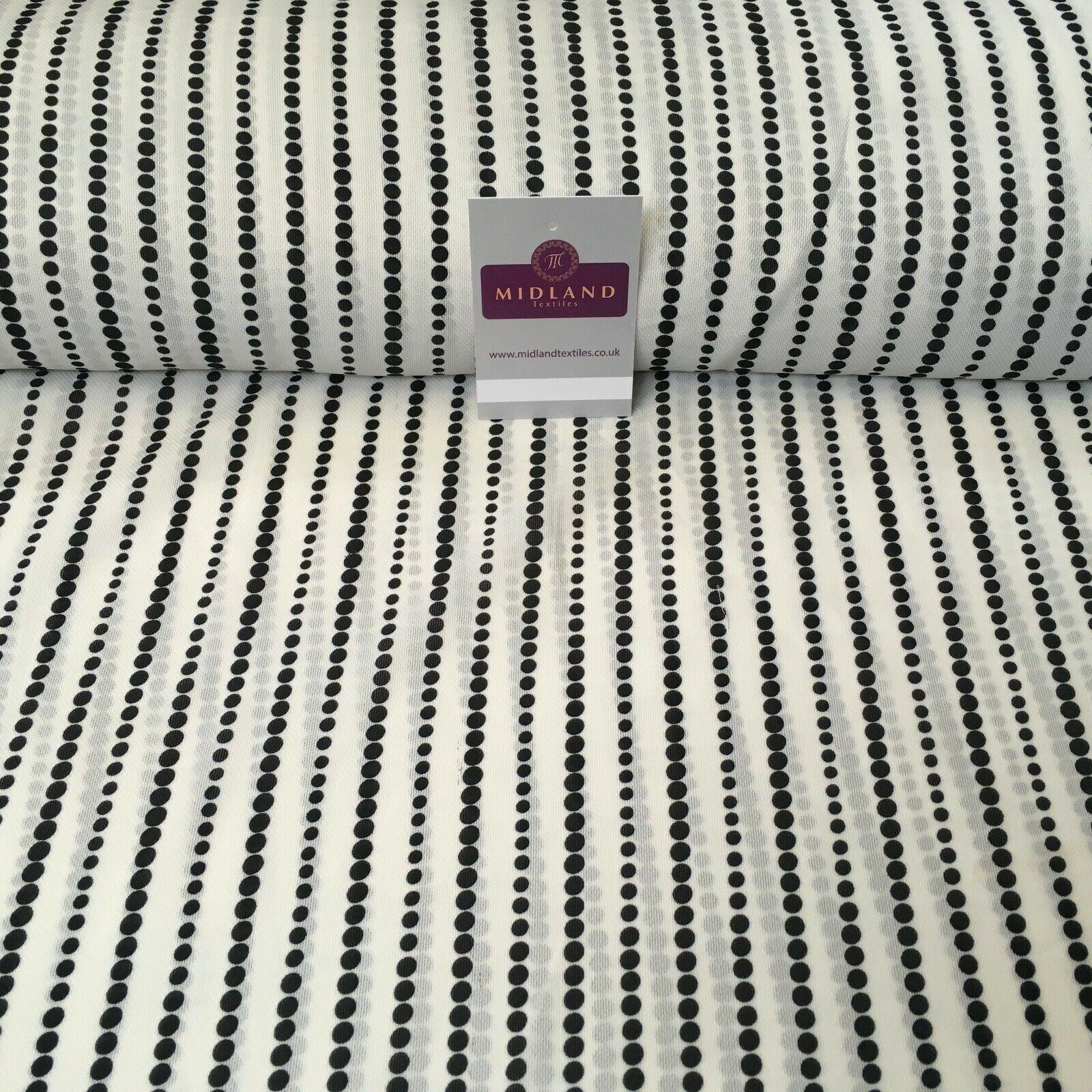 Ivory Black Dot Stripped soft Georgette twist voile Dress Fabric 147cm MK1185-9