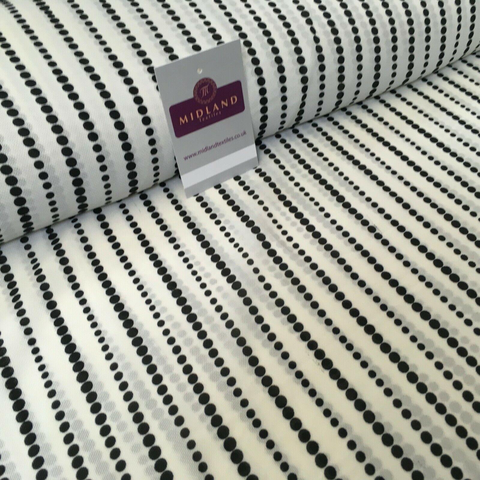 Ivory Black Dot Stripped soft Georgette twist voile Dress Fabric 147cm MK1185-9