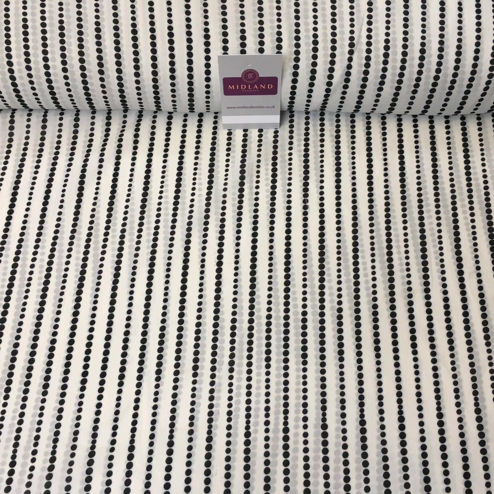 Ivory Black Dot Stripped soft Georgette twist voile Dress Fabric 147cm MK1185-9
