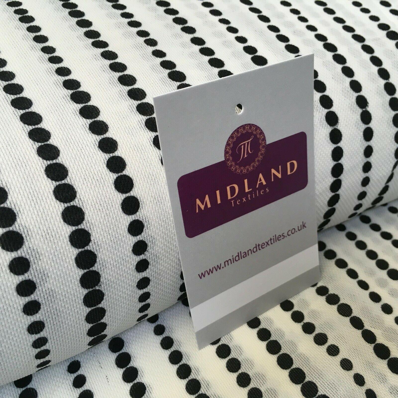 Ivory Black Dot Stripped soft Georgette twist voile Dress Fabric 147cm MK1185-9