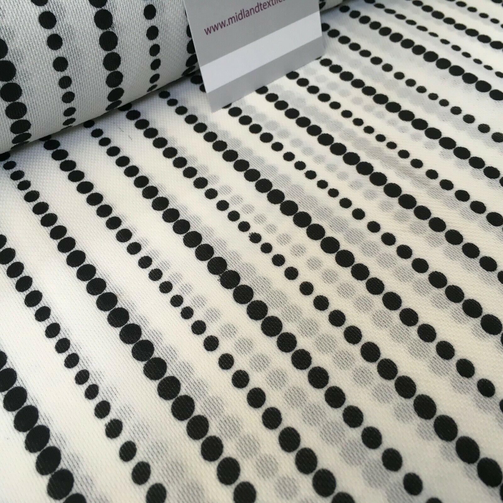 Ivory Black Dot Stripped soft Georgette twist voile Dress Fabric 147cm MK1185-9