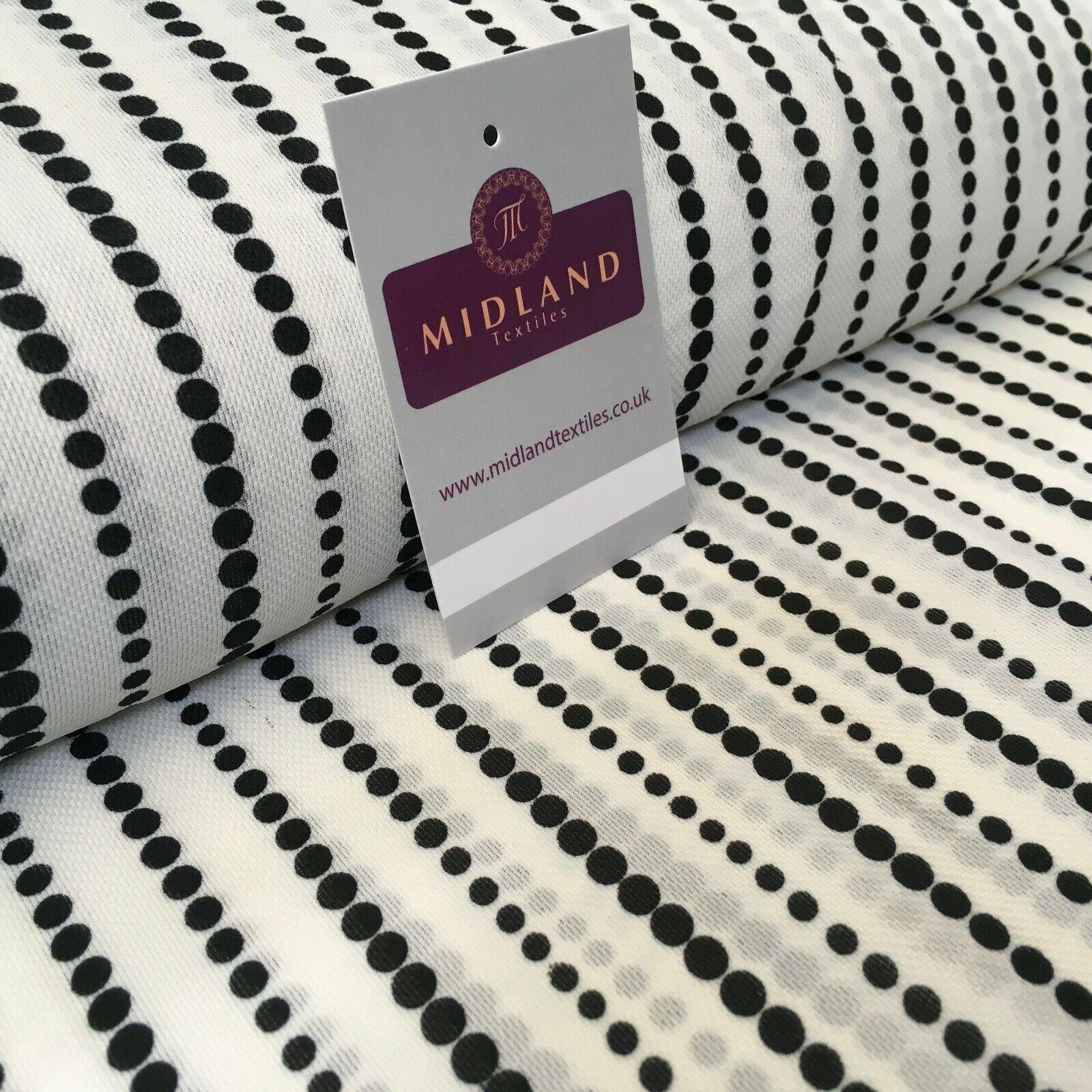 Ivory Black Dot Stripped soft Georgette twist voile Dress Fabric 147cm MK1185-9