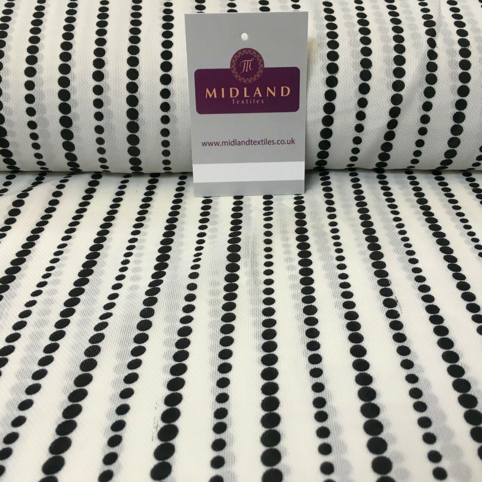 Ivory Black Dot Stripped soft Georgette twist voile Dress Fabric 147cm MK1185-9