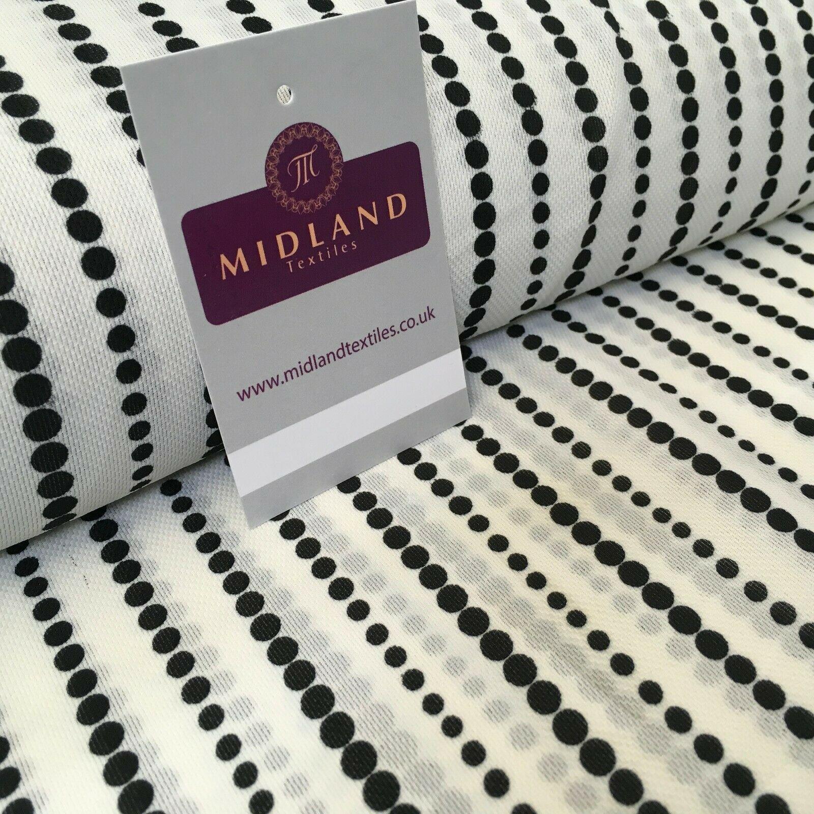 Ivory Black Dot Stripped soft Georgette twist voile Dress Fabric 147cm MK1185-9