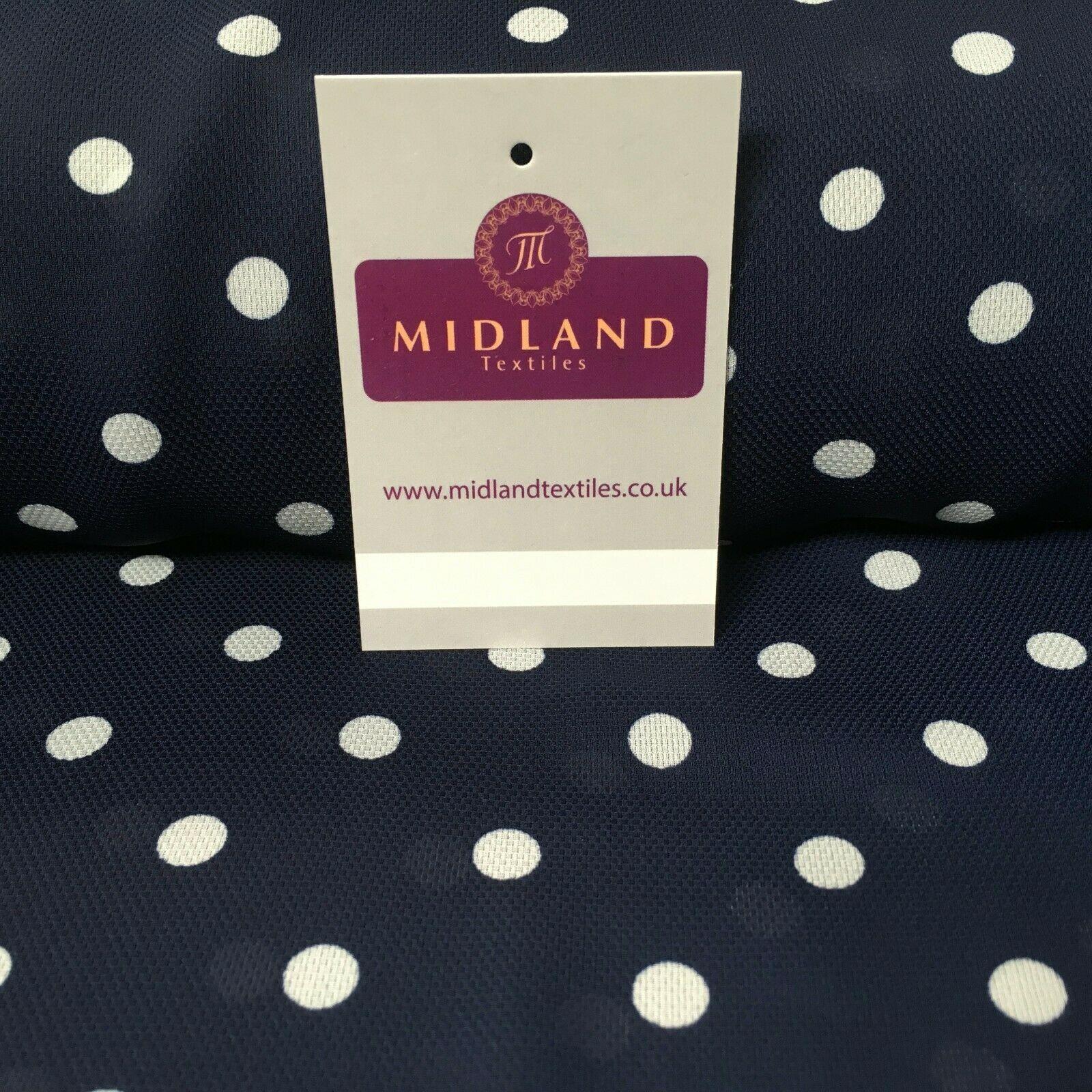 Navy & Ivory Spot dot Soft Georgette twist voile Dress Fabric 147cm MK1185-1