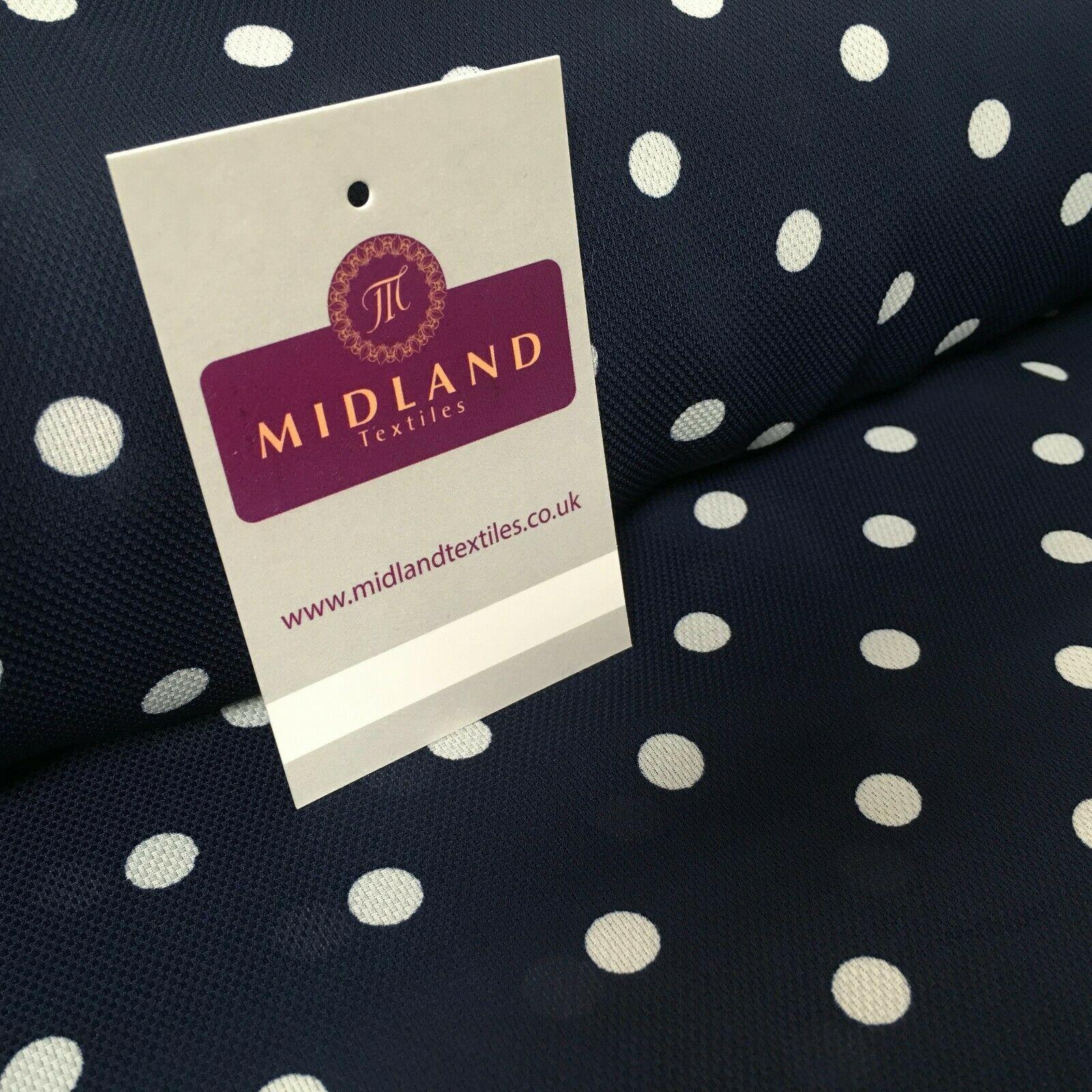 Navy & Ivory Spot dot Soft Georgette twist voile Dress Fabric 147cm MK1185-1