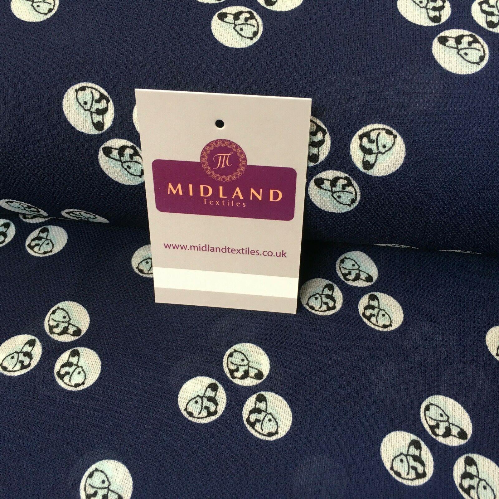 Navy blue Baby Panda  Soft Georgette twist voile Dress Fabric 147cm MK1185-3