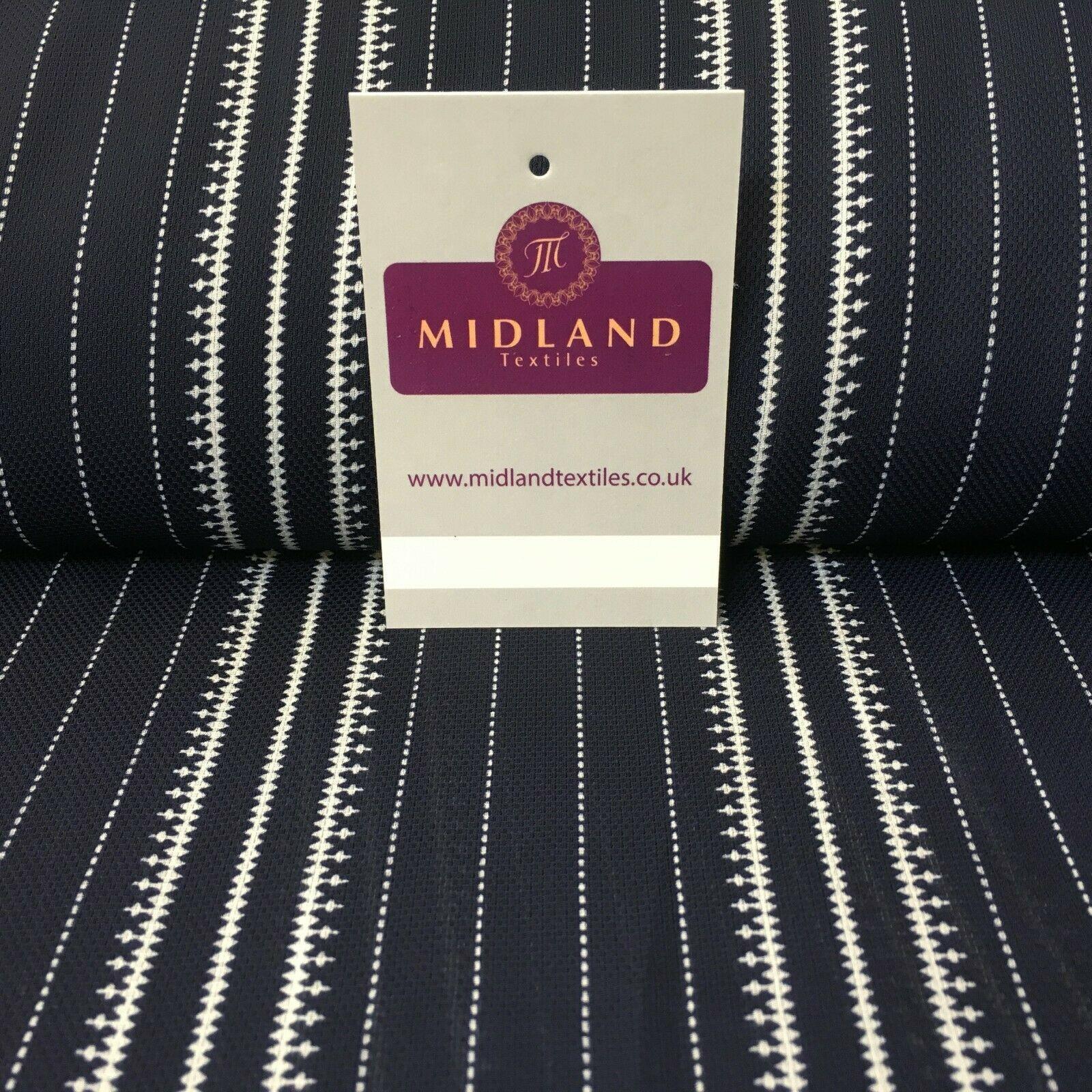 Navy Striped Printed soft Georgette twist voile Dress Fabric 147 Cm MK1185-13