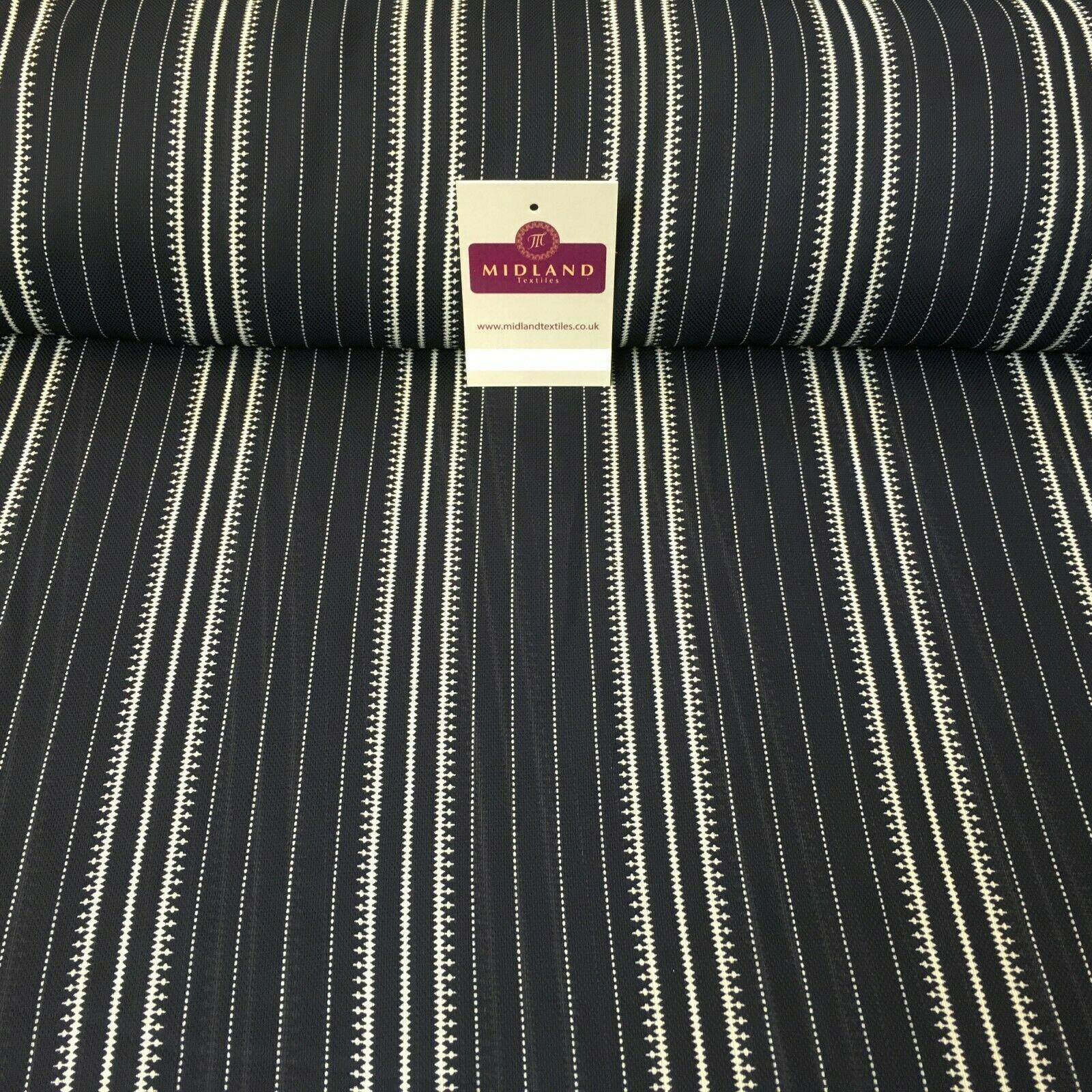 Navy Striped Printed soft Georgette twist voile Dress Fabric 147 Cm MK1185-13
