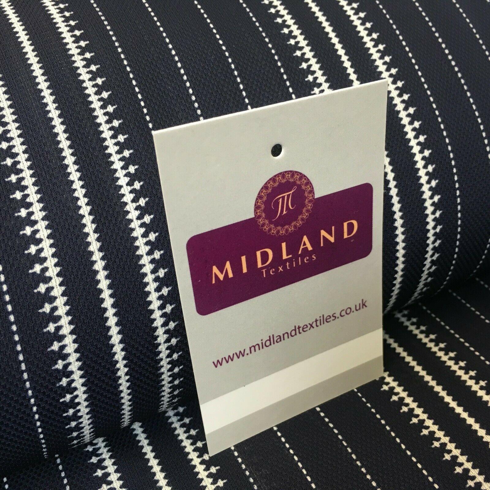 Navy Striped Printed soft Georgette twist voile Dress Fabric 147 Cm MK1185-13