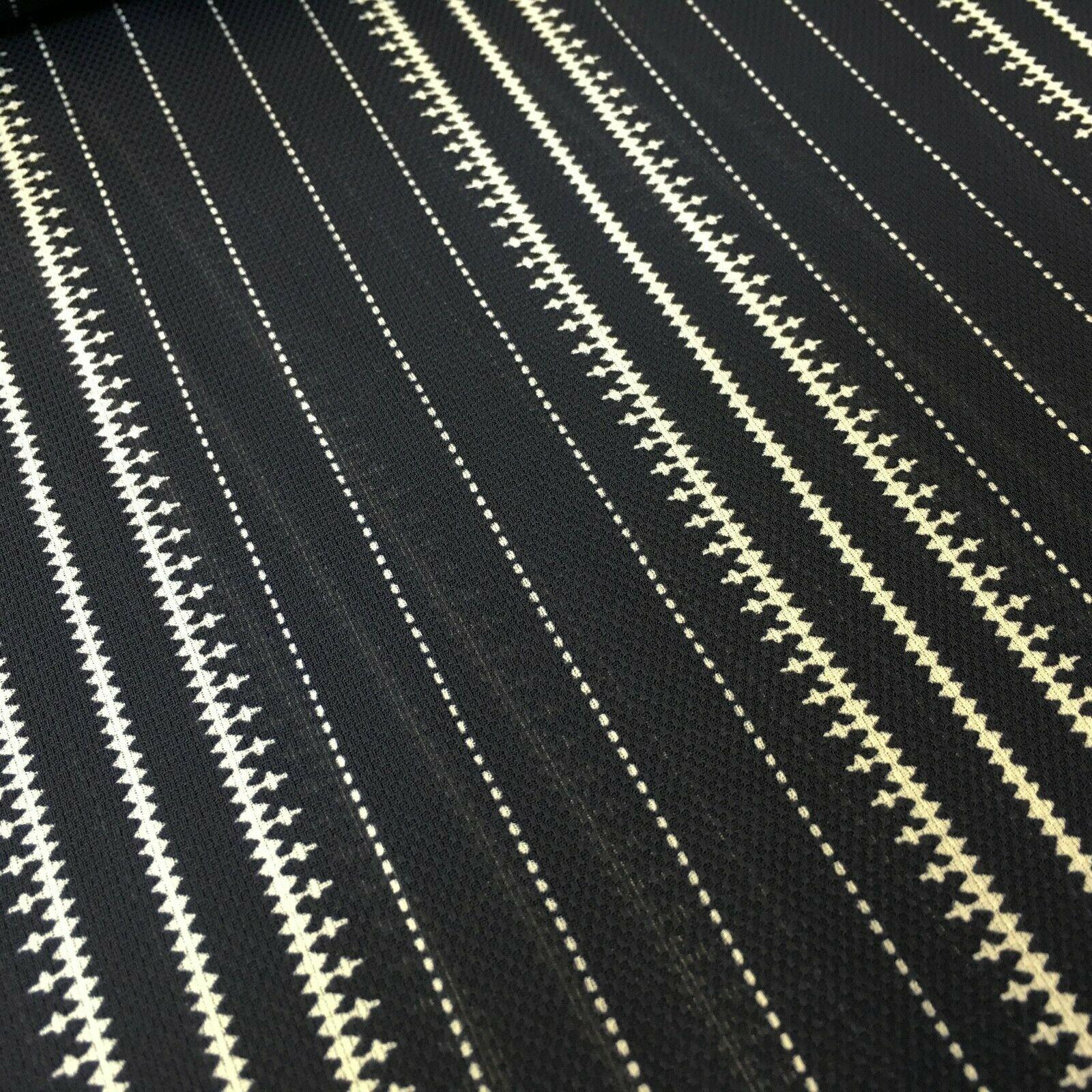 Navy Striped Printed soft Georgette twist voile Dress Fabric 147 Cm MK1185-13