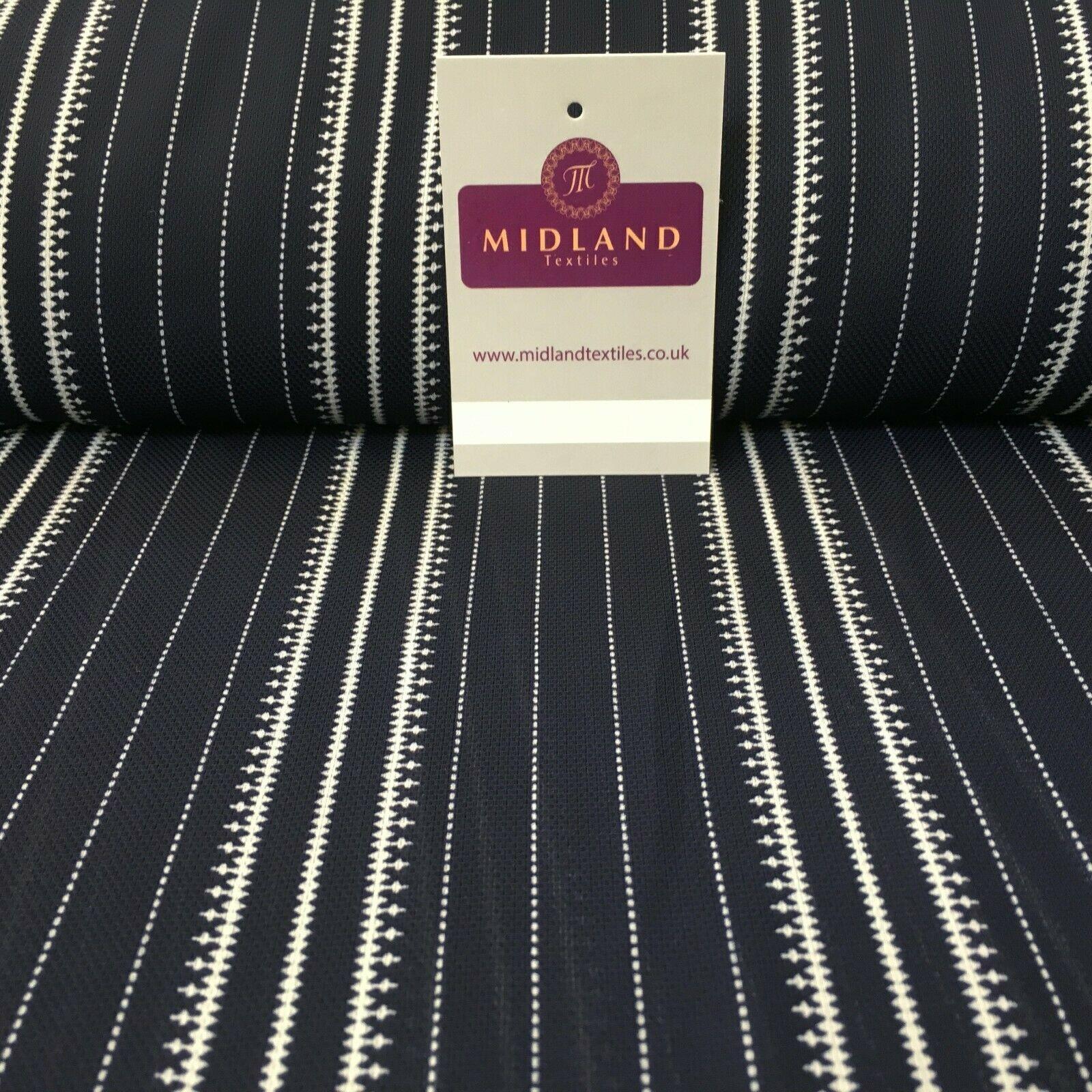 Navy Striped Printed soft Georgette twist voile Dress Fabric 147 Cm MK1185-13