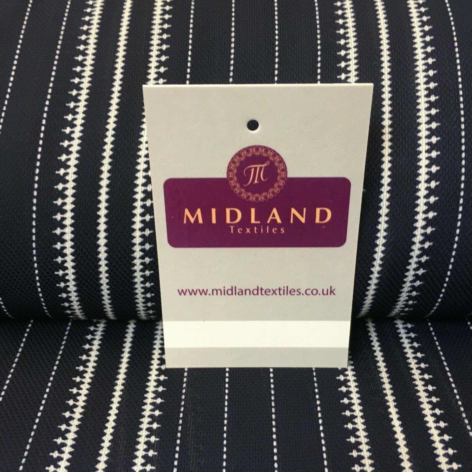 Navy Striped Printed soft Georgette twist voile Dress Fabric 147 Cm MK1185-13