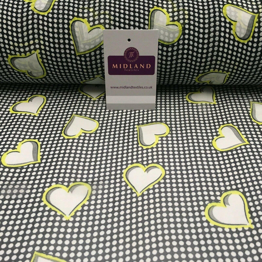 Black Yellow Heart Spot Printed Crepe chiffon Dress Fabric 150 cm MK1190-22 Mtex