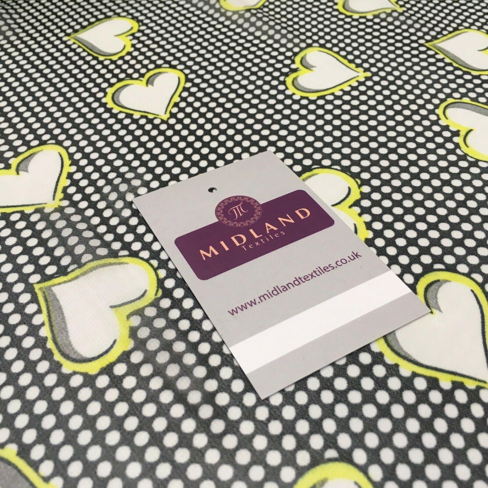 Black Yellow Heart Spot Printed Crepe chiffon Dress Fabric 150 cm MK1190-22 Mtex