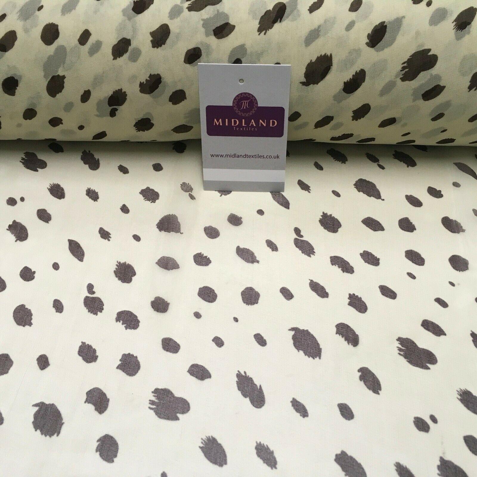 Cream and Brown Printed Crepe chiffon Dress Fabric 150 cm MK1190-35 Mtex