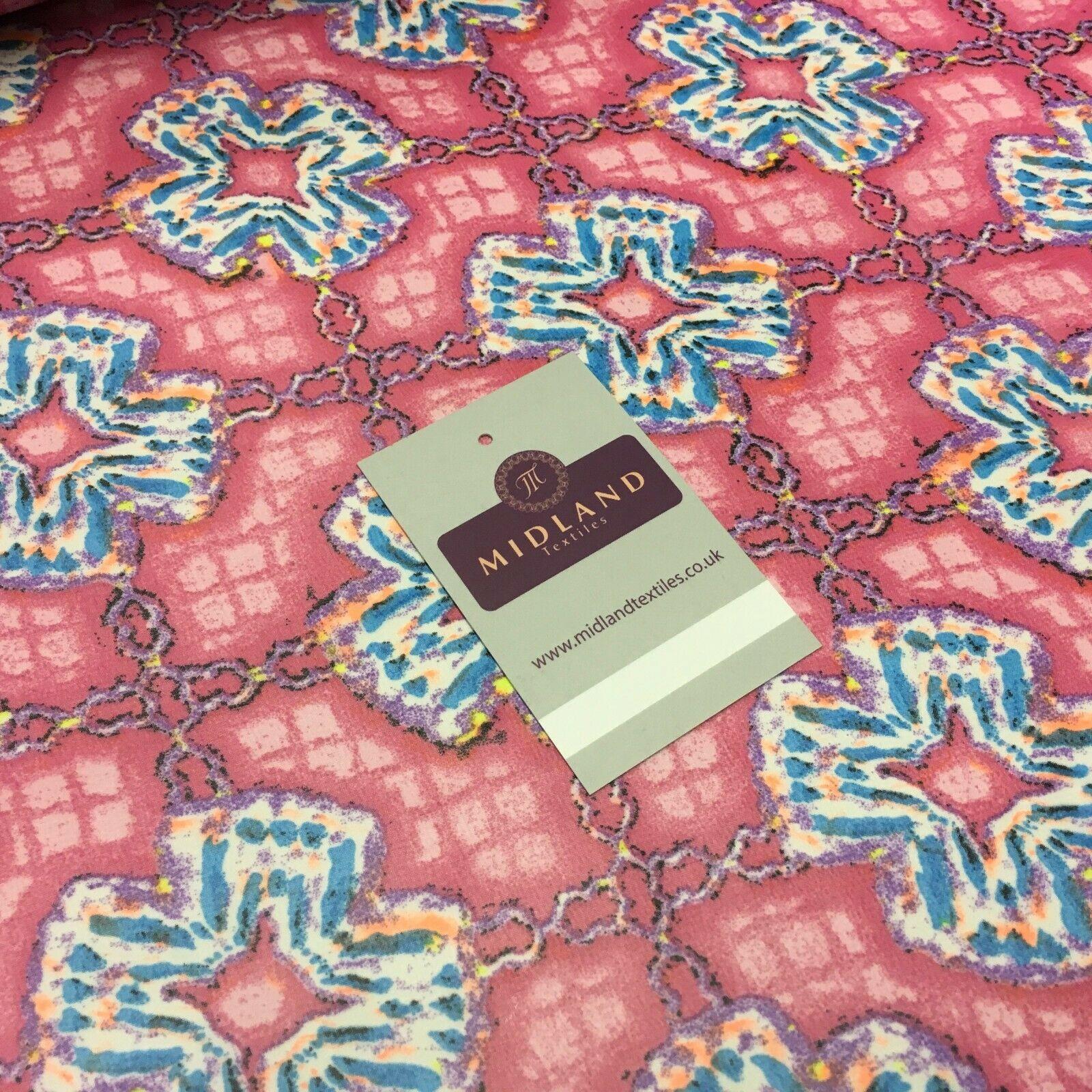 Pink Geometric Printed Crepe chiffon Dress Fabric 150 cm MK1190-31 Mtex