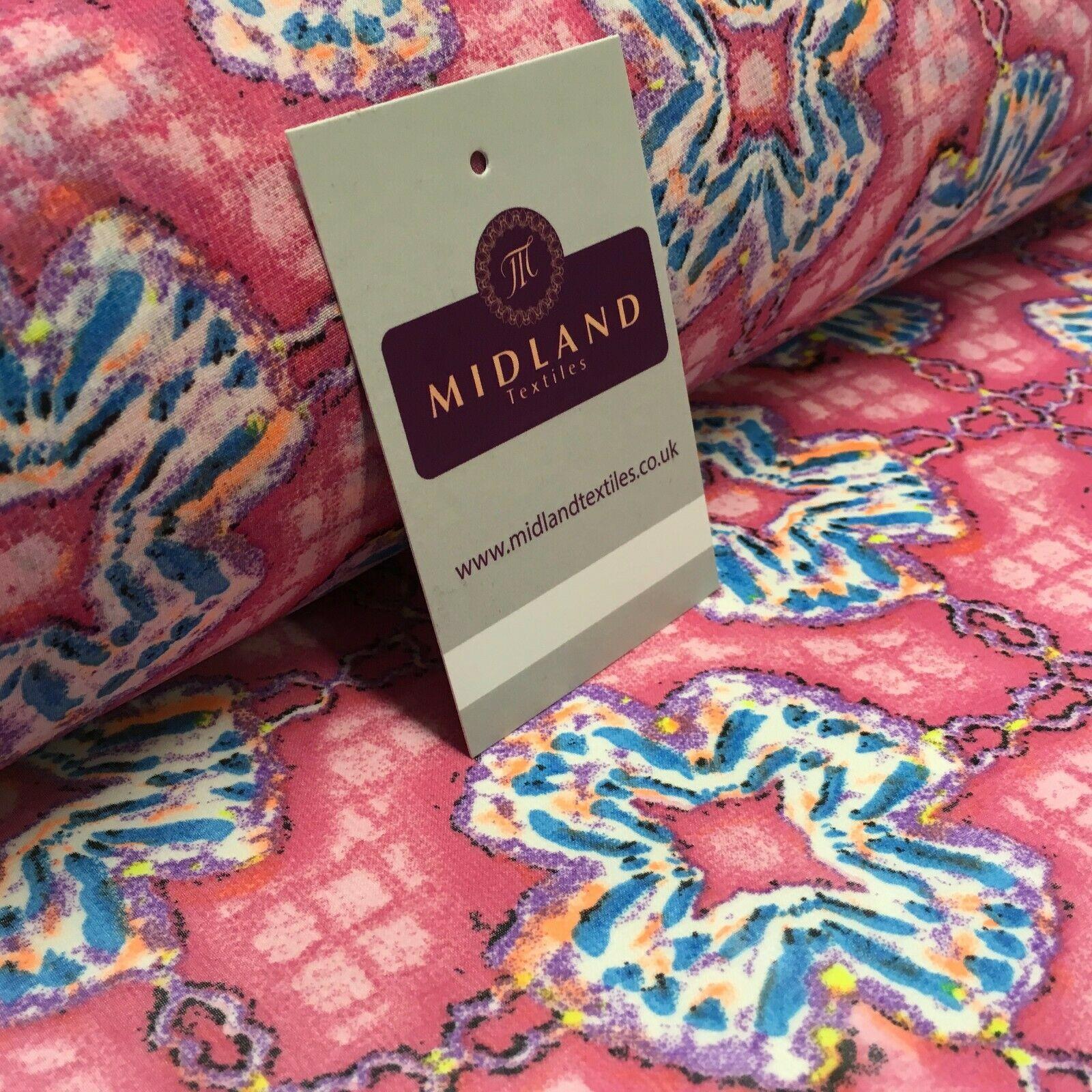 Pink Geometric Printed Crepe chiffon Dress Fabric 150 cm MK1190-31 Mtex