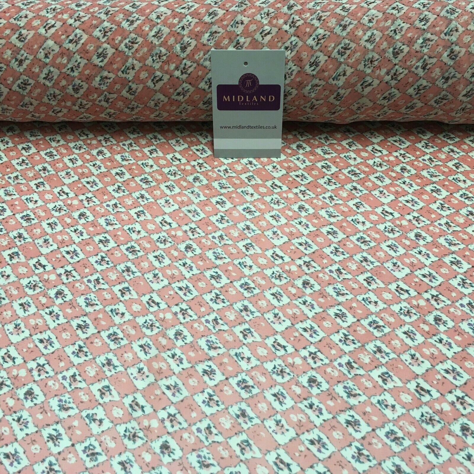 Peach Pink Floral Vintage Printed Crepe chiffon Dress Fabric 150 cm MK1190-26