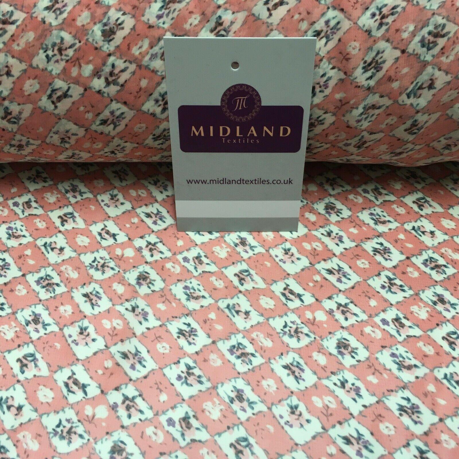 Peach Pink Floral Vintage Printed Crepe chiffon Dress Fabric 150 cm MK1190-26