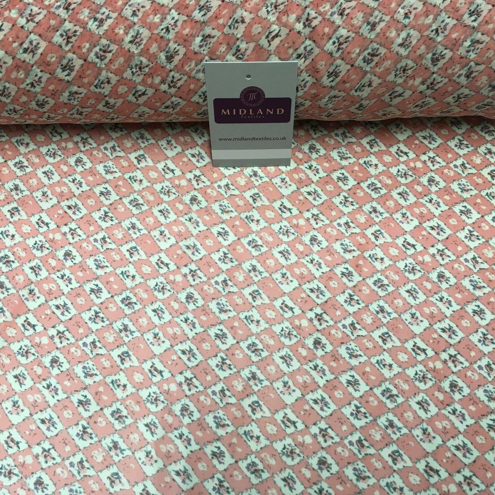 Peach Pink Floral Vintage Printed Crepe chiffon Dress Fabric 150 cm MK1190-26