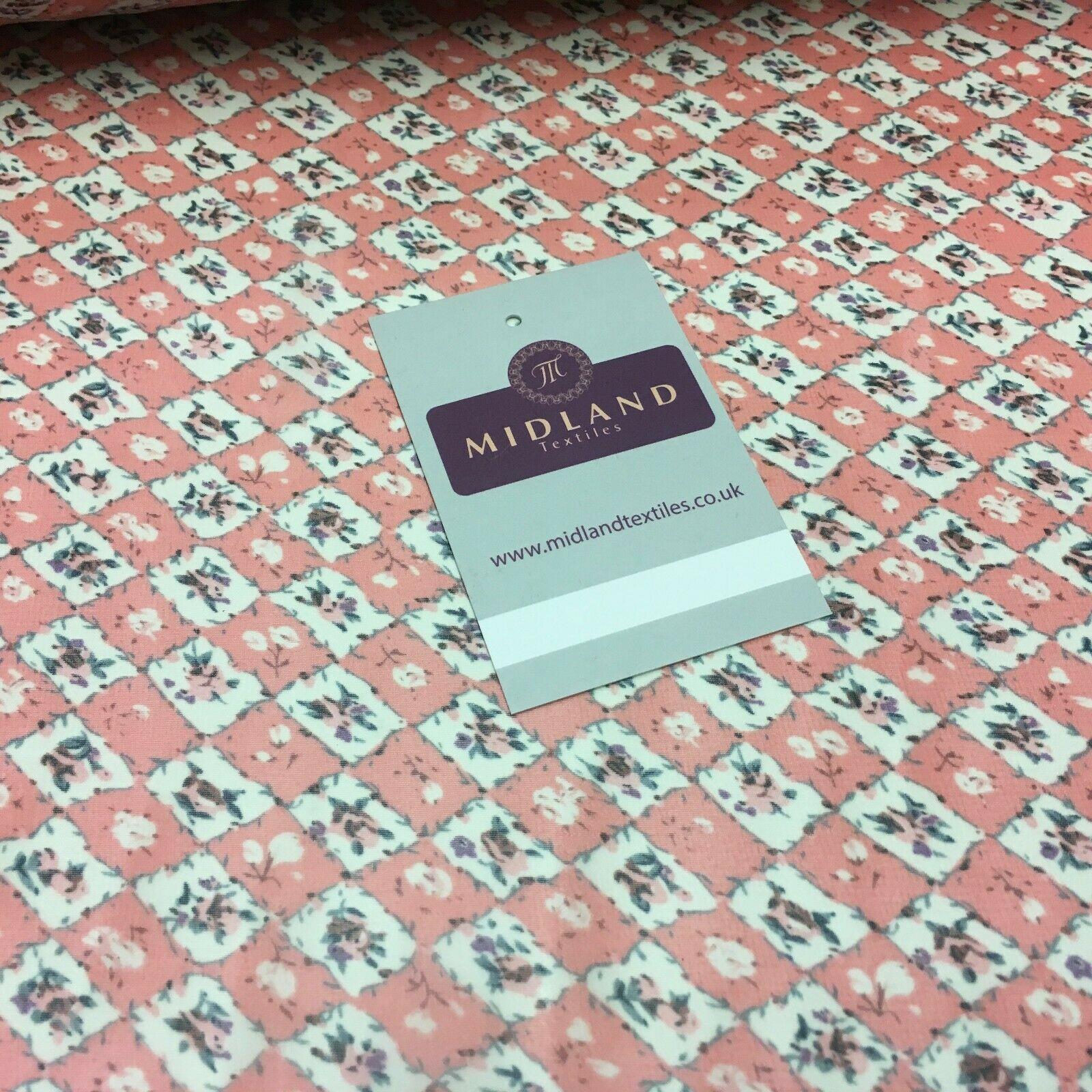 Peach Pink Floral Vintage Printed Crepe chiffon Dress Fabric 150 cm MK1190-26