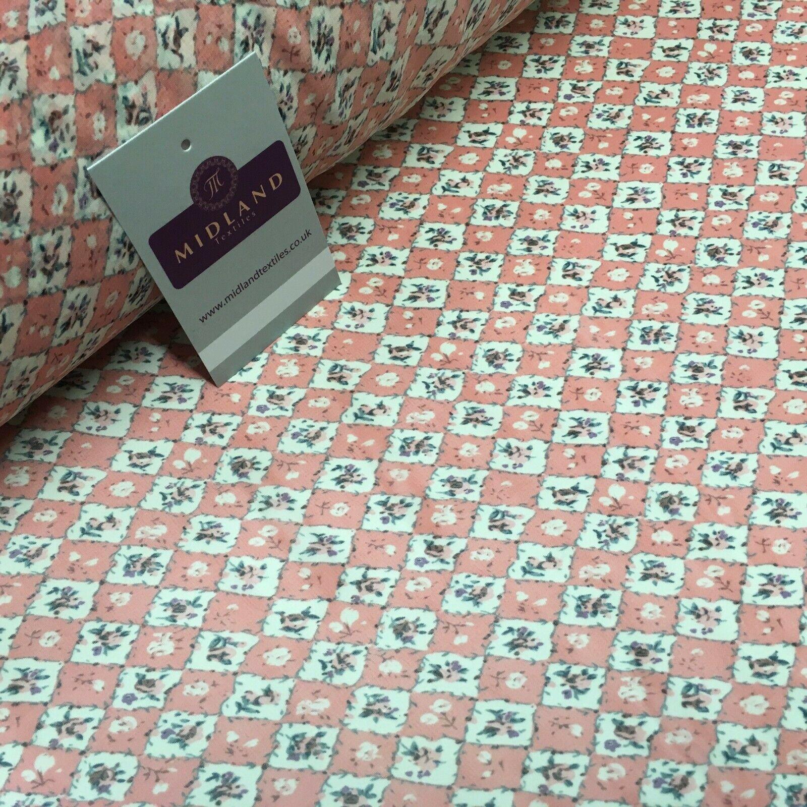 Peach Pink Floral Vintage Printed Crepe chiffon Dress Fabric 150 cm MK1190-26