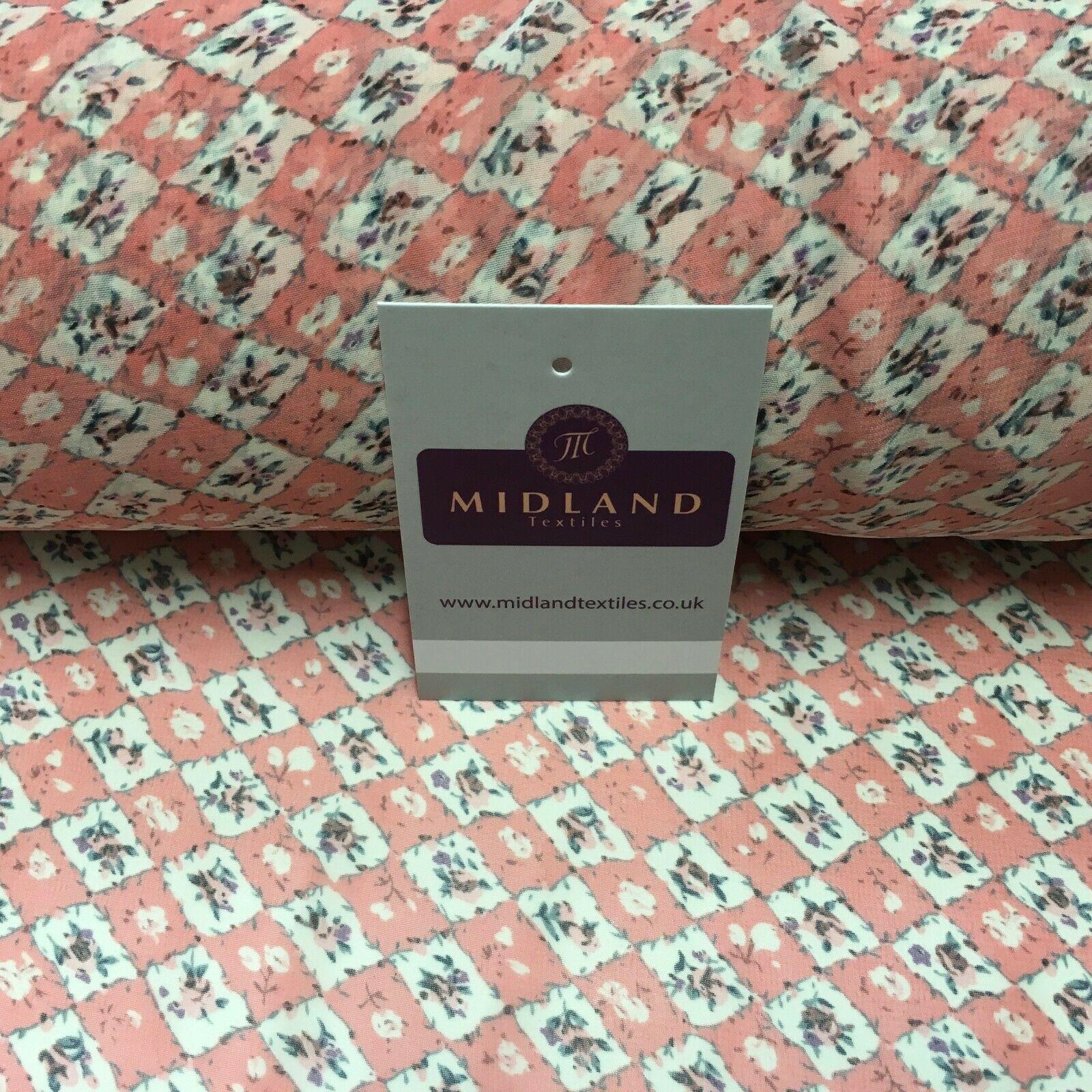 Peach Pink Floral Vintage Printed Crepe chiffon Dress Fabric 150 cm MK1190-26