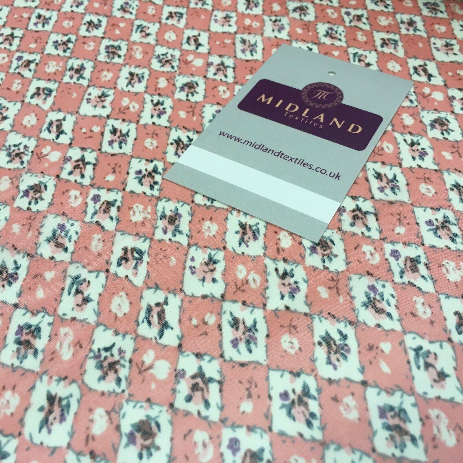 Peach Pink Floral Vintage Printed Crepe chiffon Dress Fabric 150 cm MK1190-26