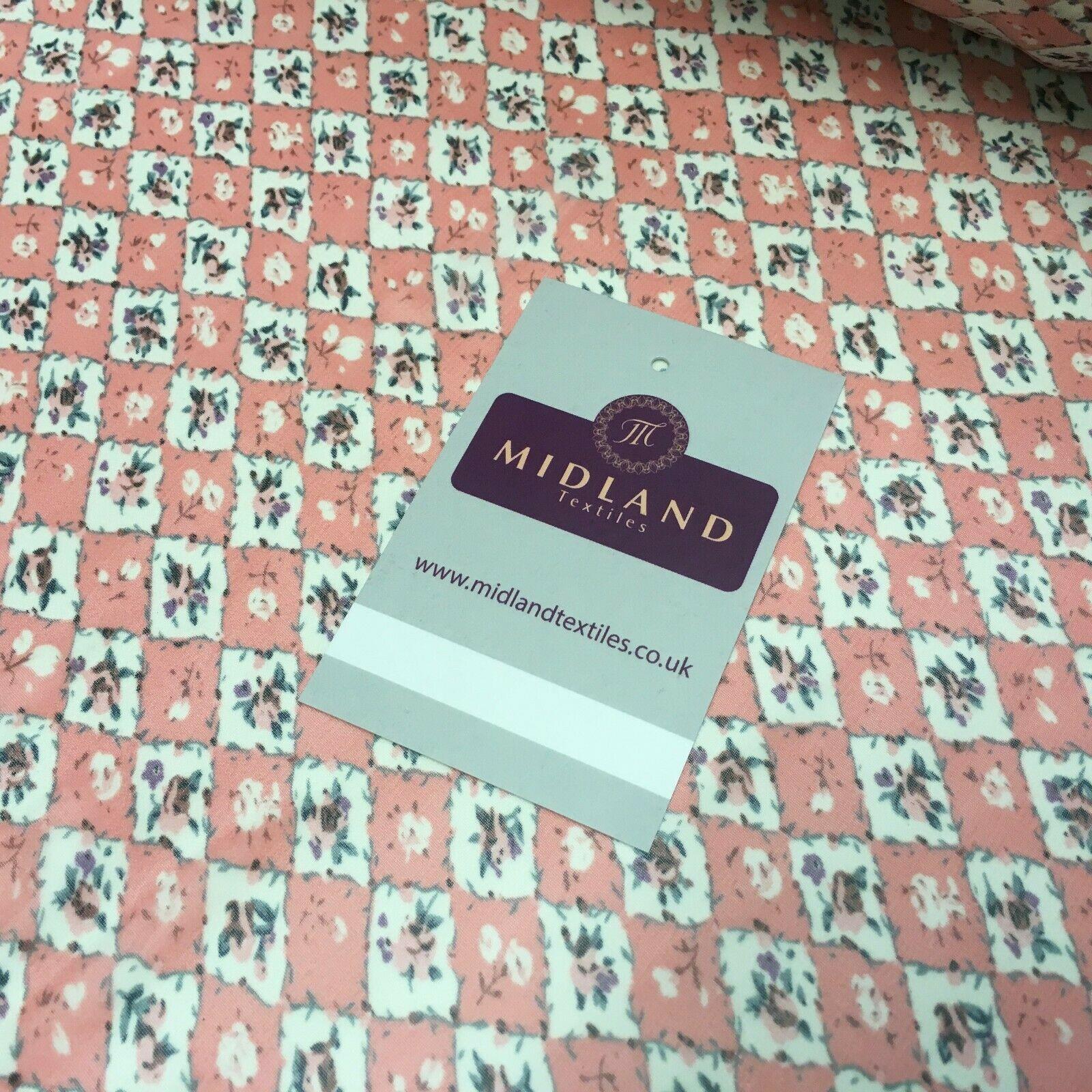 Peach Pink Floral Vintage Printed Crepe chiffon Dress Fabric 150 cm MK1190-26