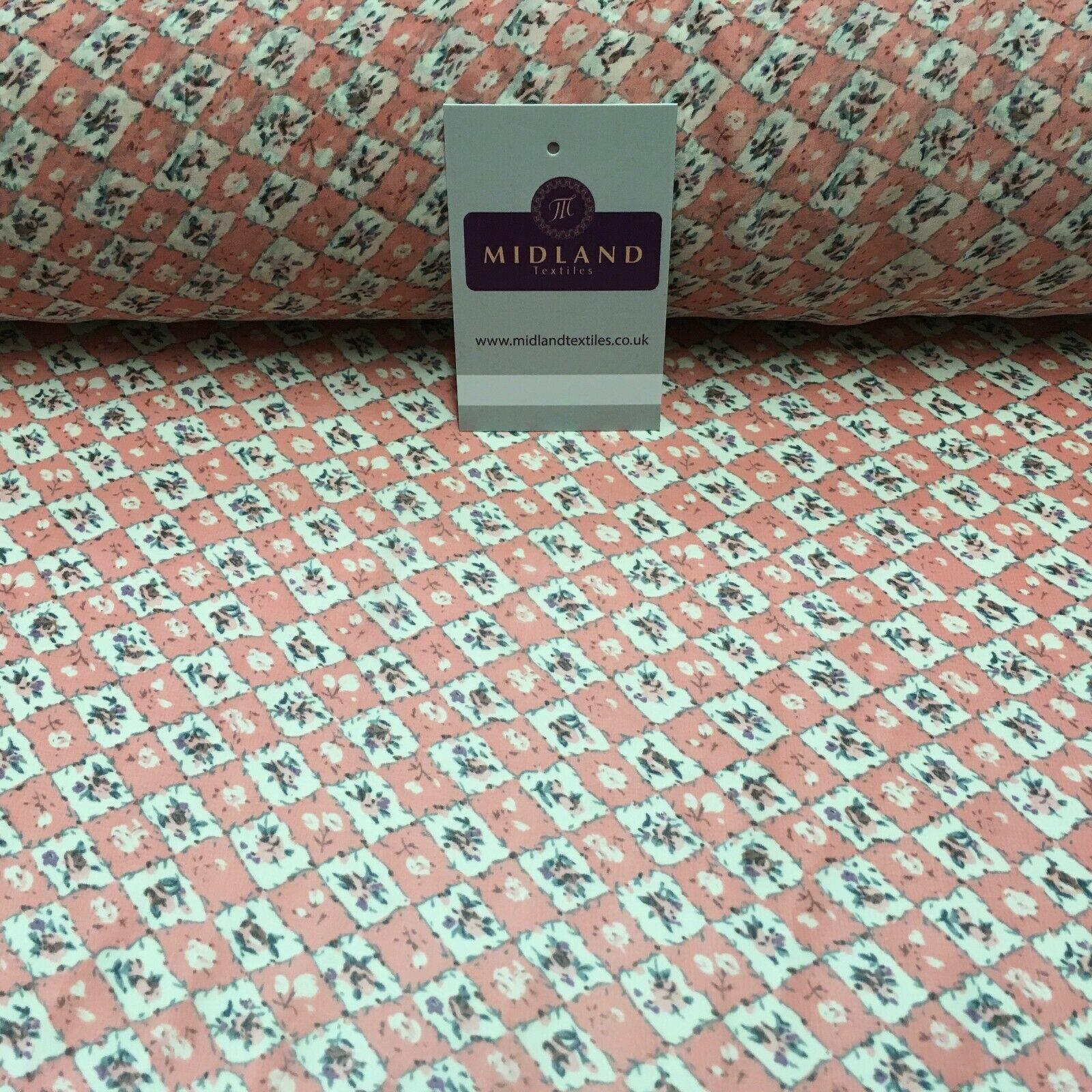 Peach Pink Floral Vintage Printed Crepe chiffon Dress Fabric 150 cm MK1190-26