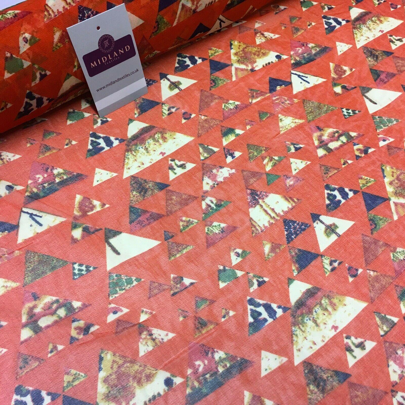 Red Pastel triangle Printed Crepe chiffon Dress Fabric 150 cm Wide MK1190-18