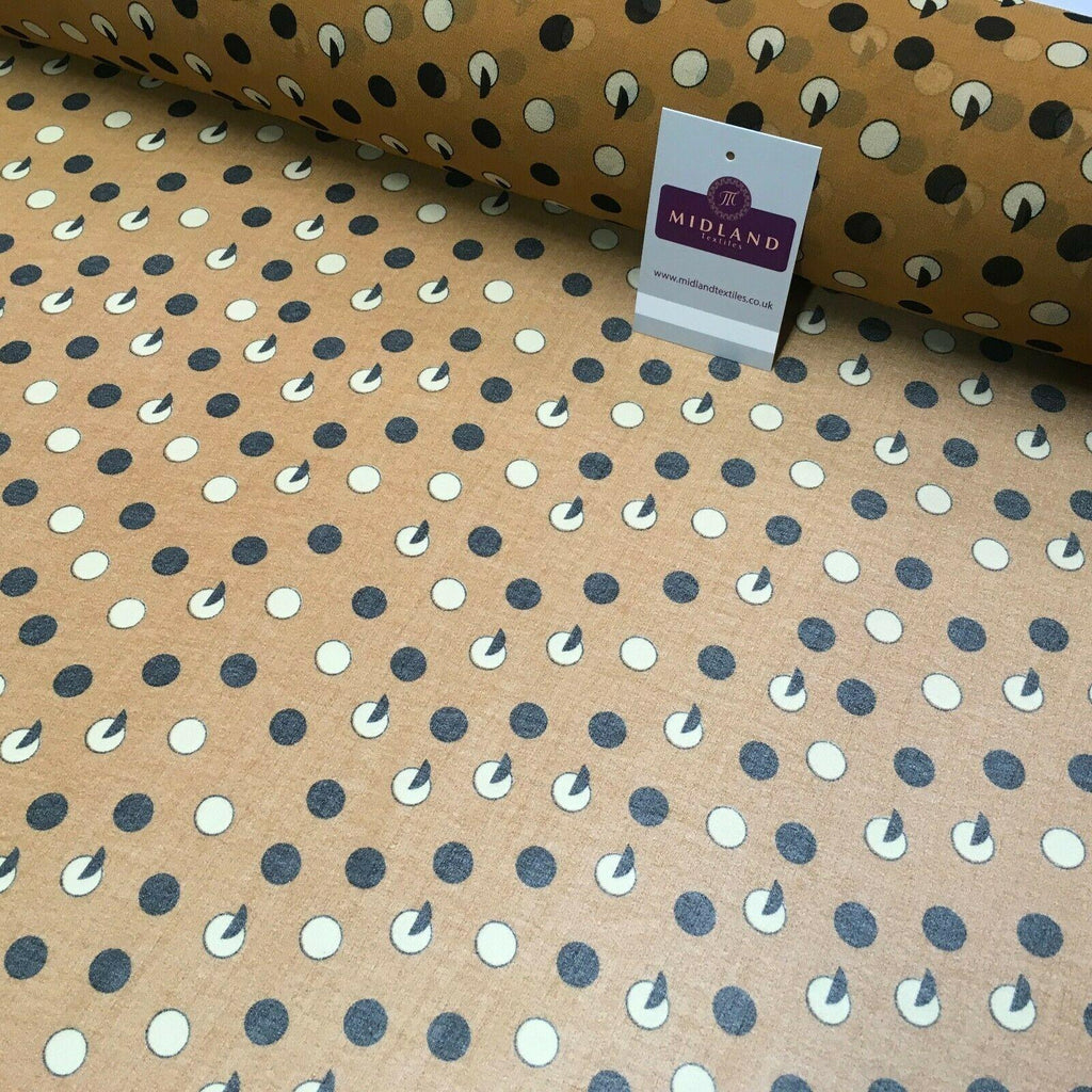 Tan Spotted Printed Crepe chiffon Dress Fabric 150 cm Wide MK1190-11 Mtex