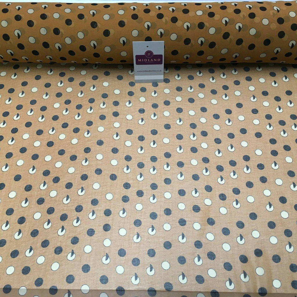 Tan Spotted Printed Crepe chiffon Dress Fabric 150 cm Wide MK1190-11 Mtex